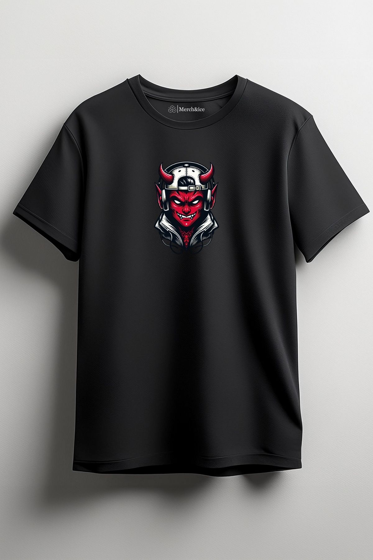 Merch&ice Kırmızı Kasklı Şeytan Baskılı Unisex T-Shirt