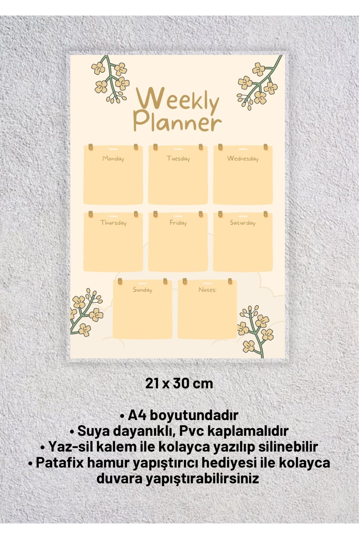 izmirdenet Yaz-sil Haftalık Planlayıcı A4 (21X30 CM PVC KAPLAMA)