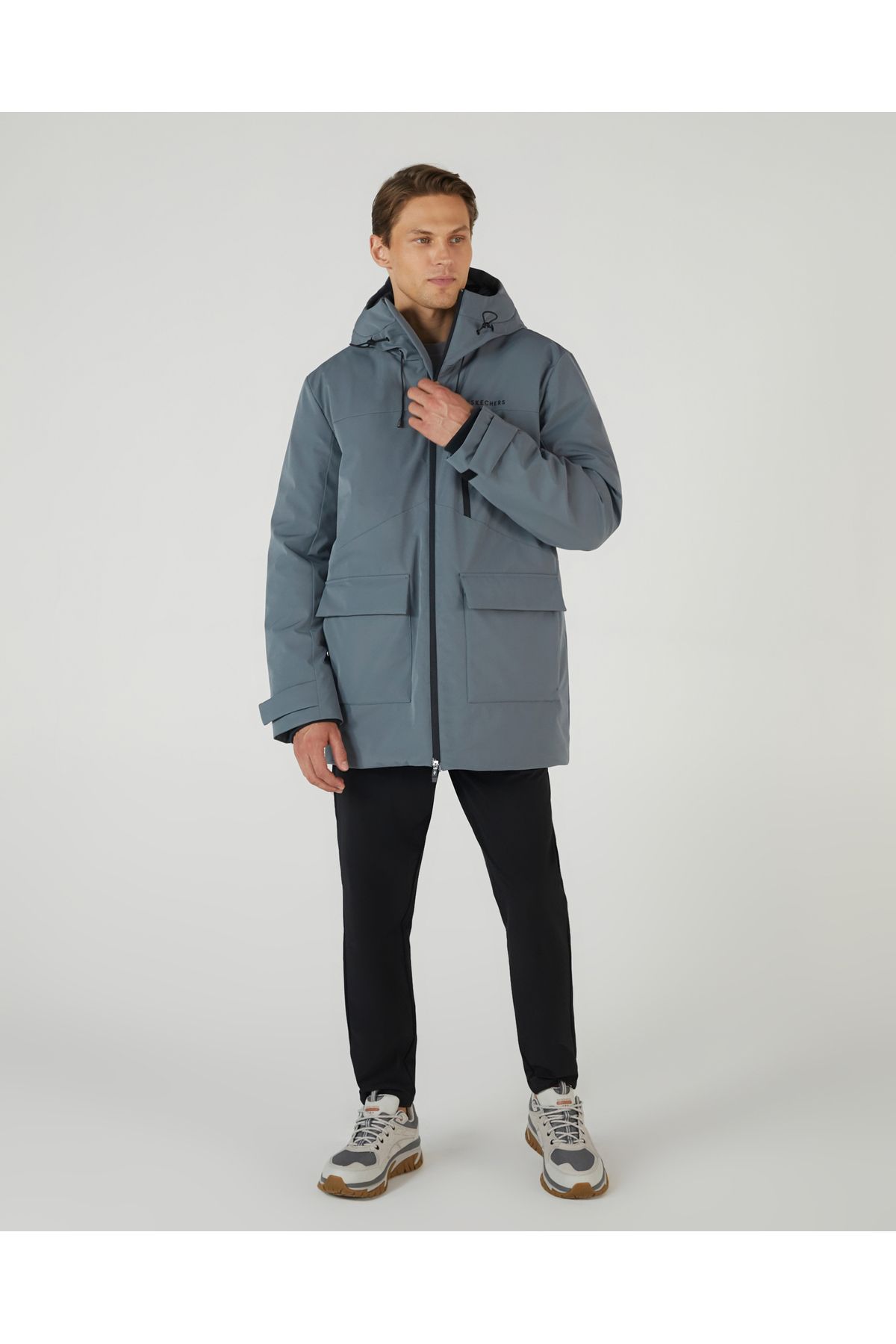 کت مردانه کت خاکستری با روکش M Outerwear S242049-003 Skechers