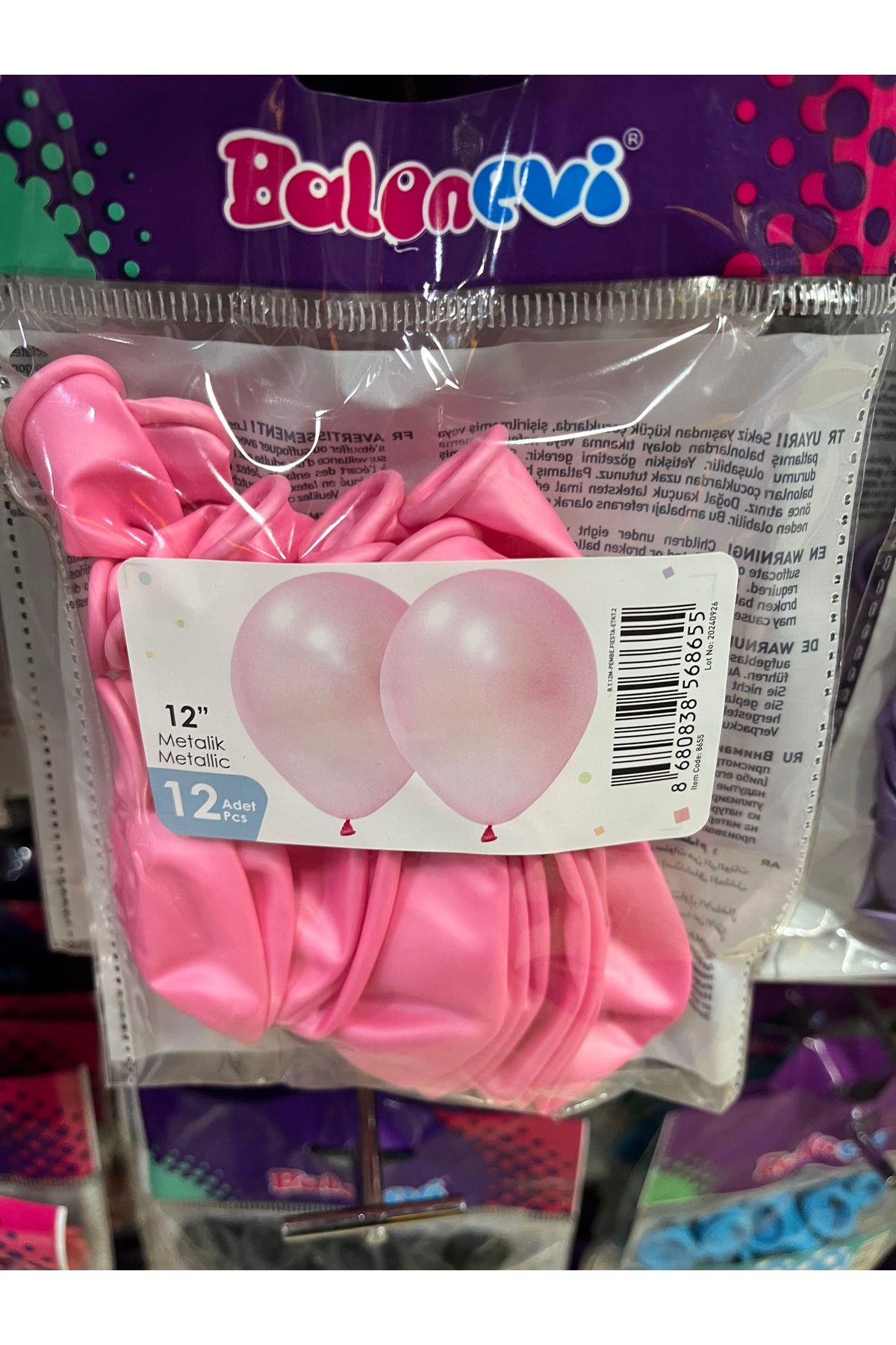 ROZAX balon 12 inç metalik pembe 12 li