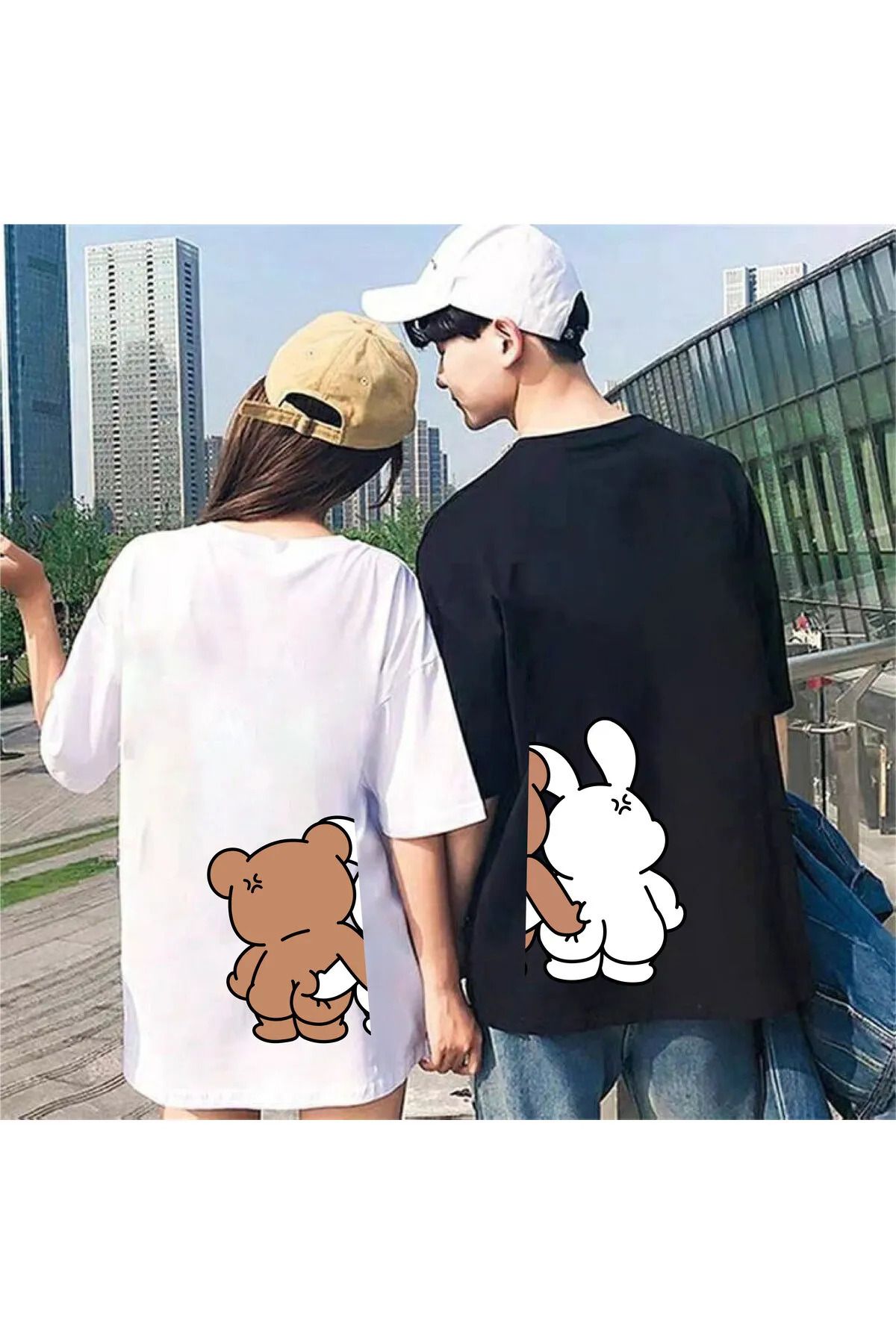 Wish BF 2 li Unisex Oversize Çift Arkadaş Sevgili Kardeş Sevgililer Günü Anime Doğum Günü T-shirt Tişört