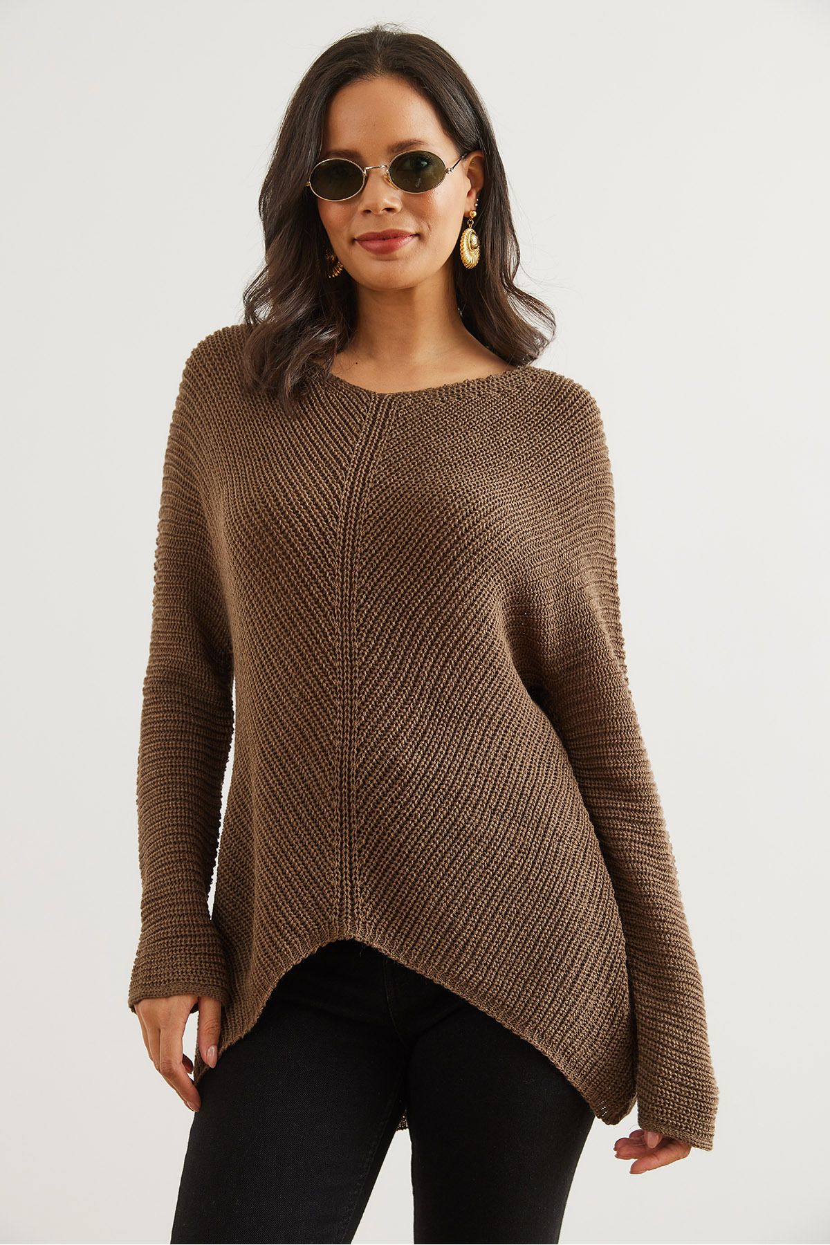 Olalook-Women's Mink Veil Braided V-Neck Thessaloniki Sweater Kzk- 19000867 4