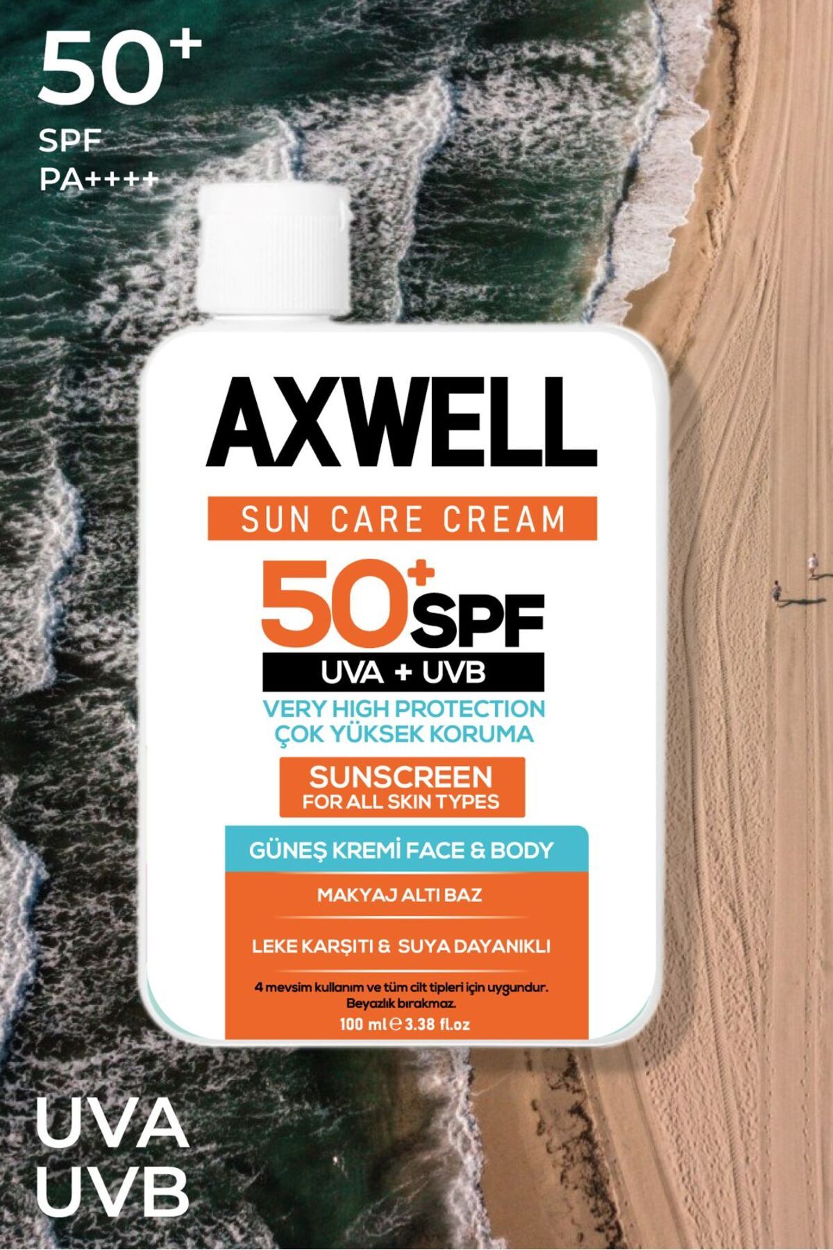 AXWELL-كريم الحماية من الشمس كريم الشمس المضاد للعيوب حماية عالية جدًا 50+ SPF 100 مل 4