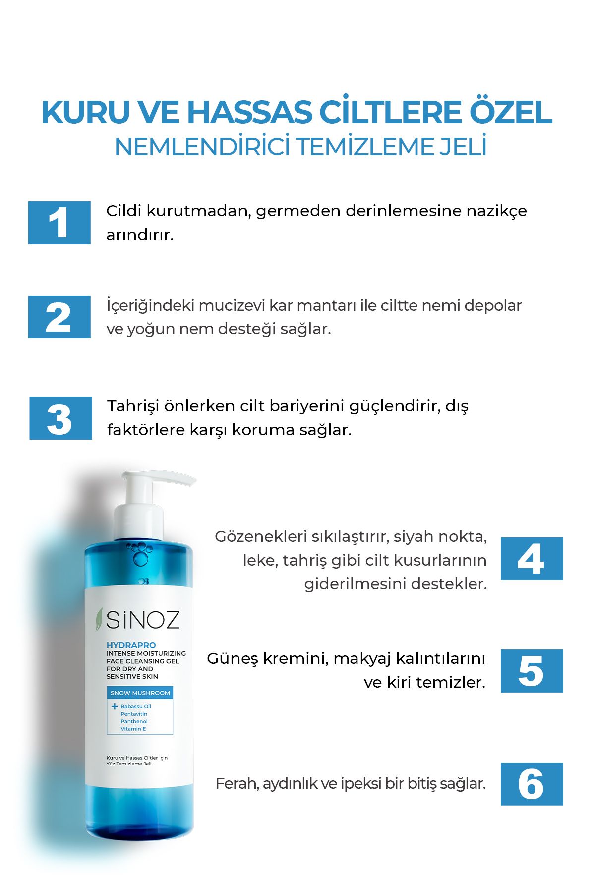 SİNOZ-Hydrapro čistiaci gél na tvár pre suchú a citlivú pleť 400 ml 2