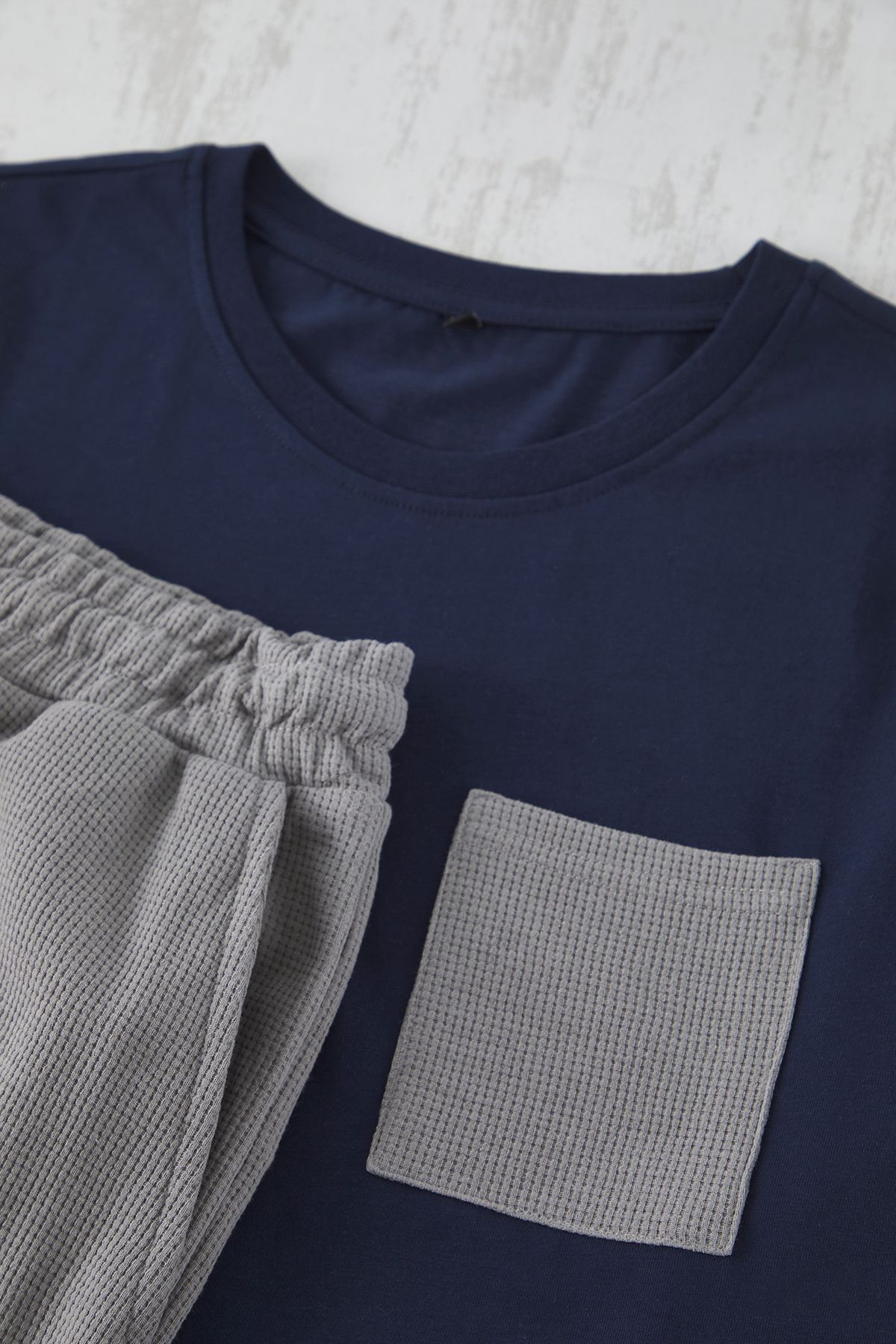 Trendyol Collection-Темно-синій сірий піжамний комплект Orme Regular Fit з текстурованим сортуванням TMNSS25PT00021 6