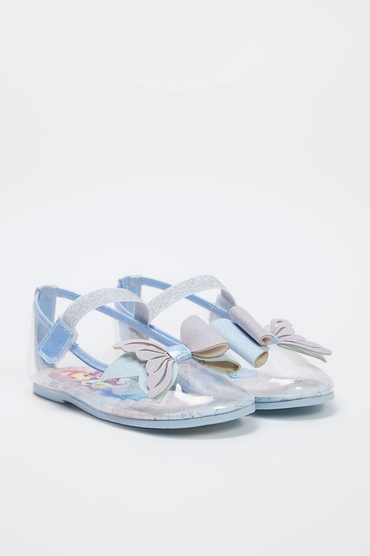 TRENDYOL SHOES-Niebieskie Przezroczyste Brokatowe Baleriny Dziewczynki Mary Jane TAKSS25BE00024 4