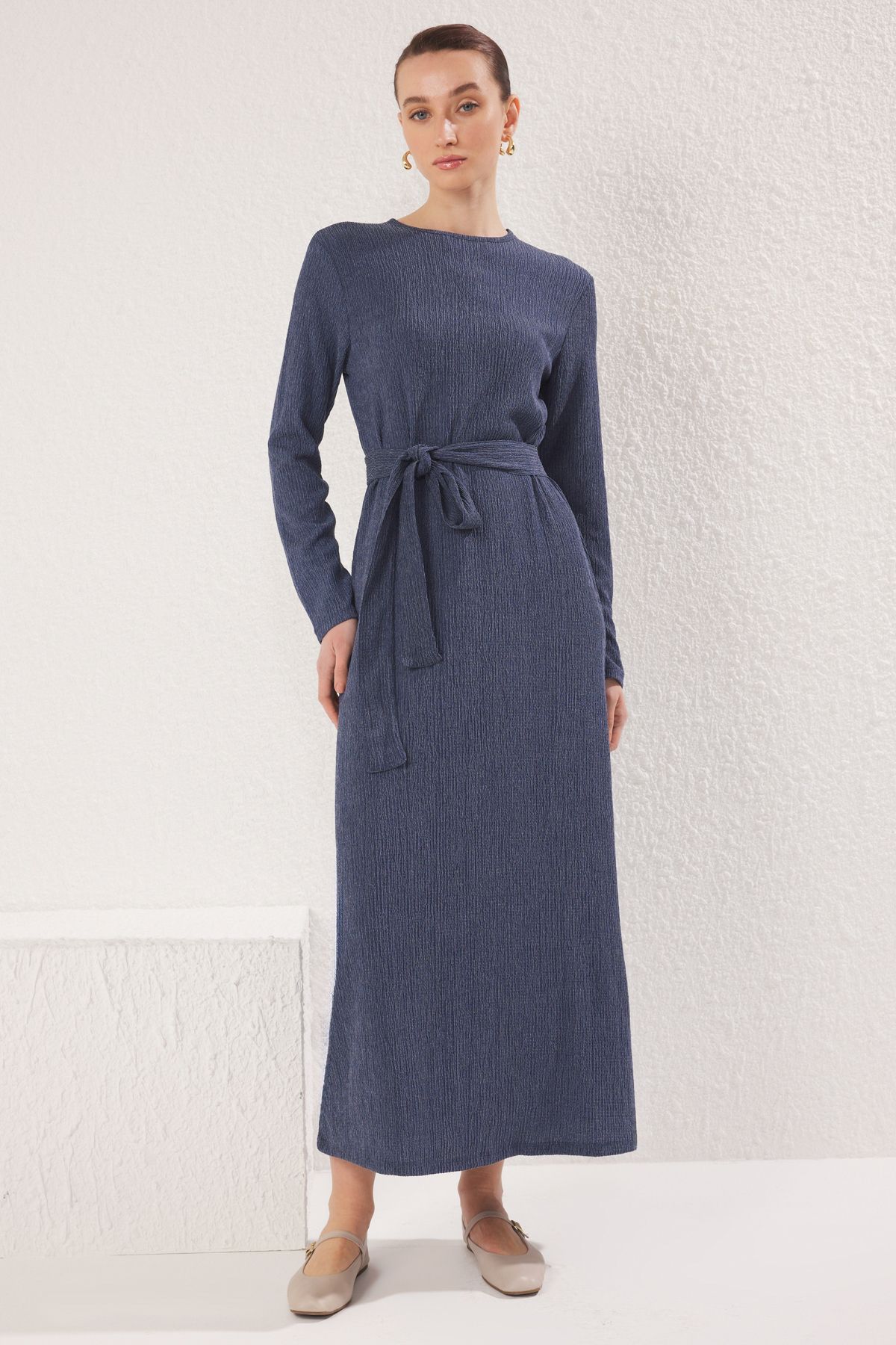 Trendyol Modest-Kék kötött ruha TCTSS25EB00077 1