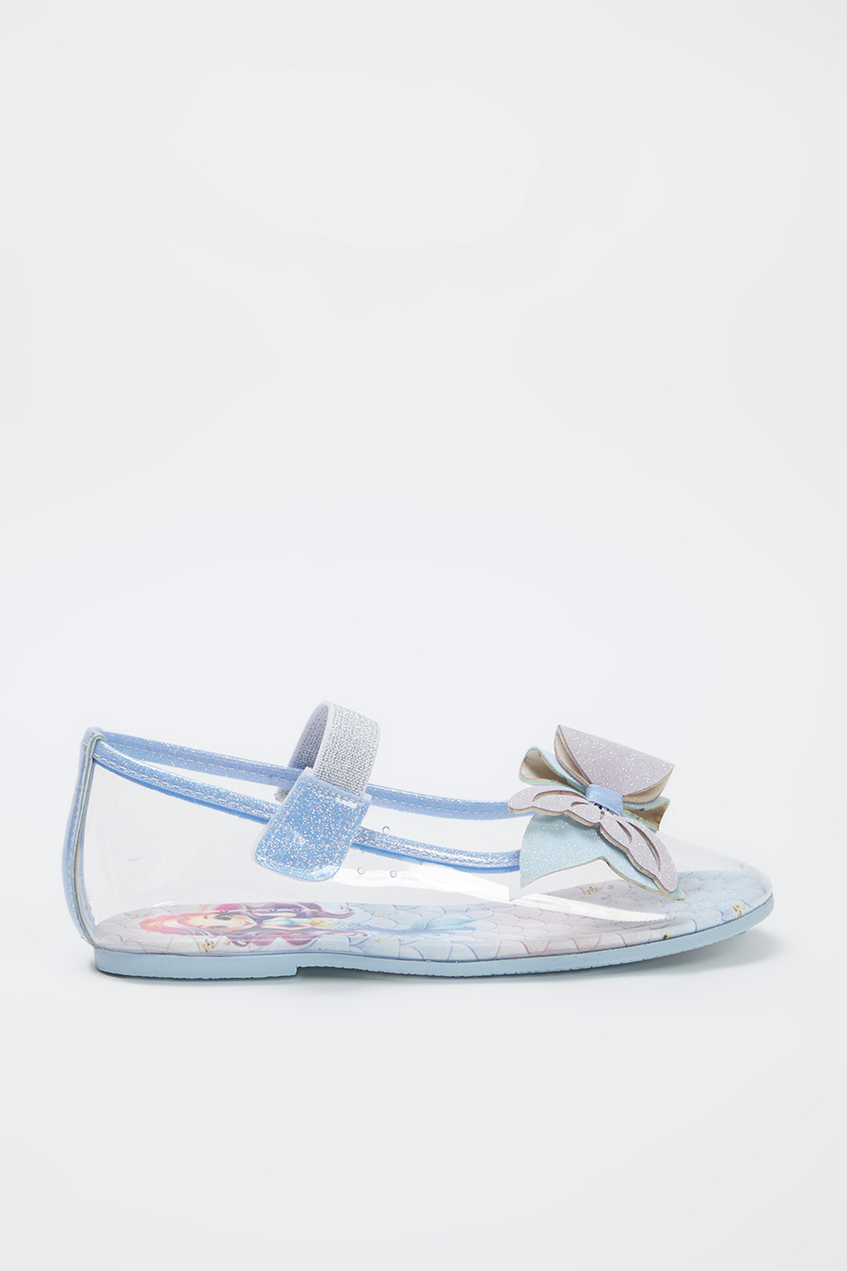 TRENDYOL SHOES-Niebieskie Przezroczyste Brokatowe Baleriny Dziewczynki Mary Jane TAKSS25BE00024 5