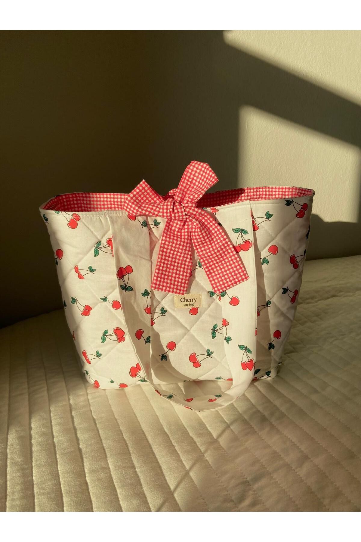 Cherry tote bag Kirazlı kol çantası