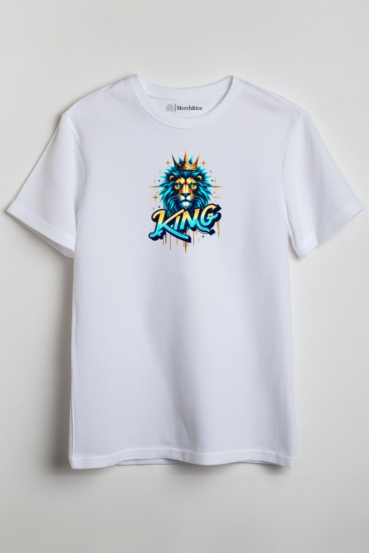 Merch&ice King Mavi Aslan Baskılı Unisex T-Shirt