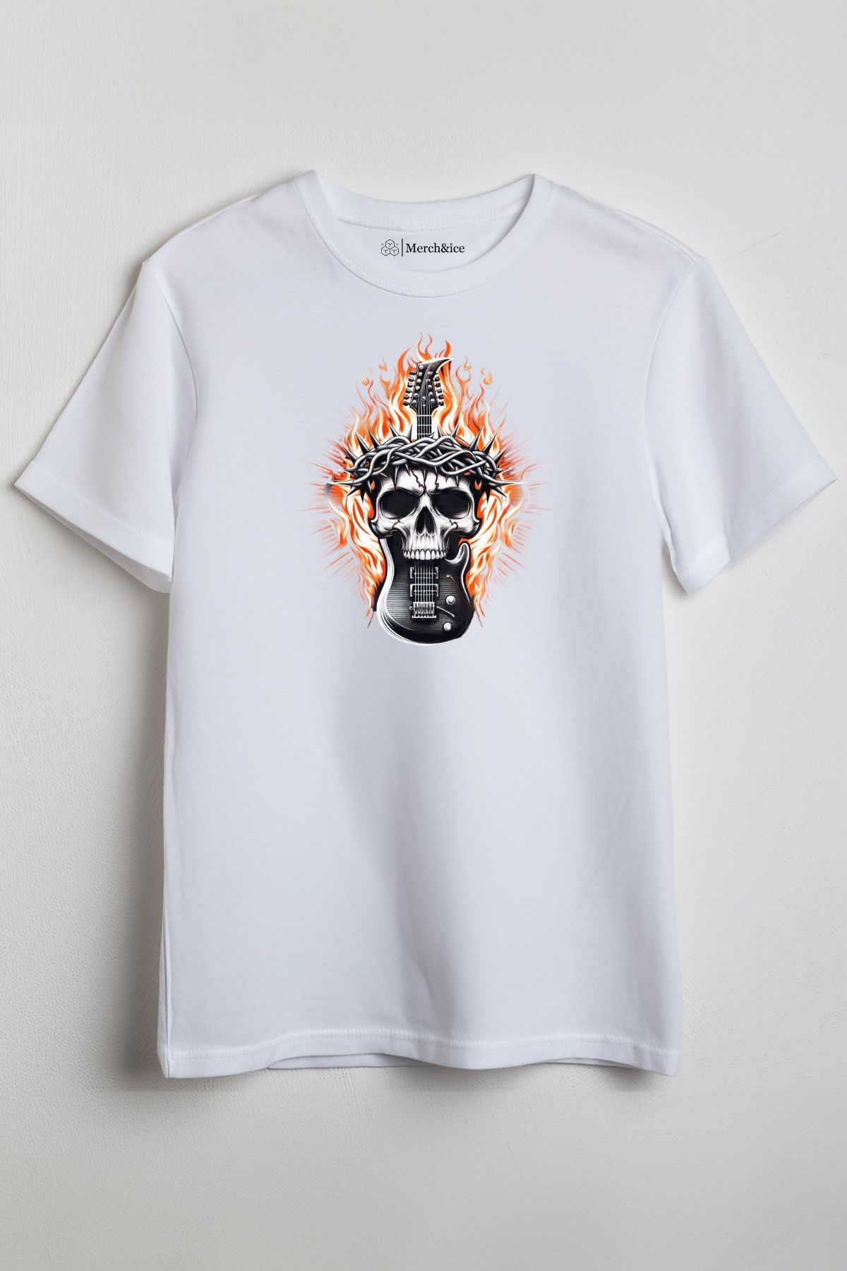 Merch&ice Tricou Unisex Imprimat Cu Craniu Pentru Chitară Unisex - XL