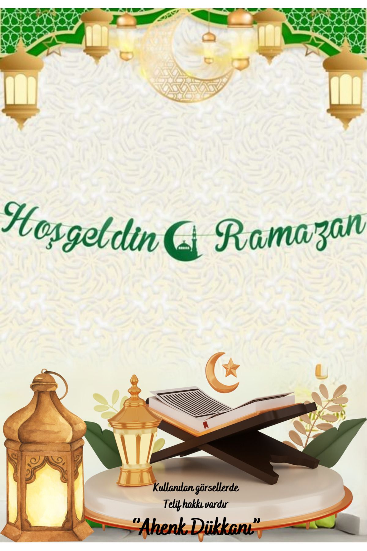 Ahenk Dükkanı HOŞGELDİN RAMAZAN KALİGRAFİ PARLAK BANNER