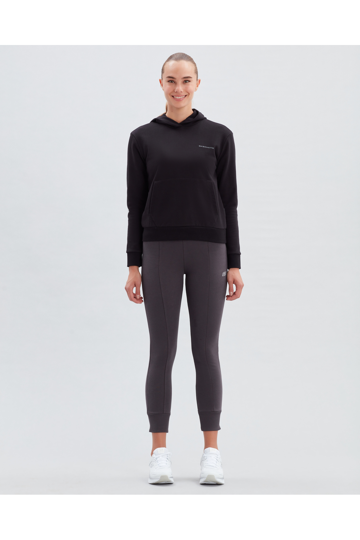 SKECHERS W New Basics Hoodie Kadın Siyah Sweatshirt S212183-001 görsel 2