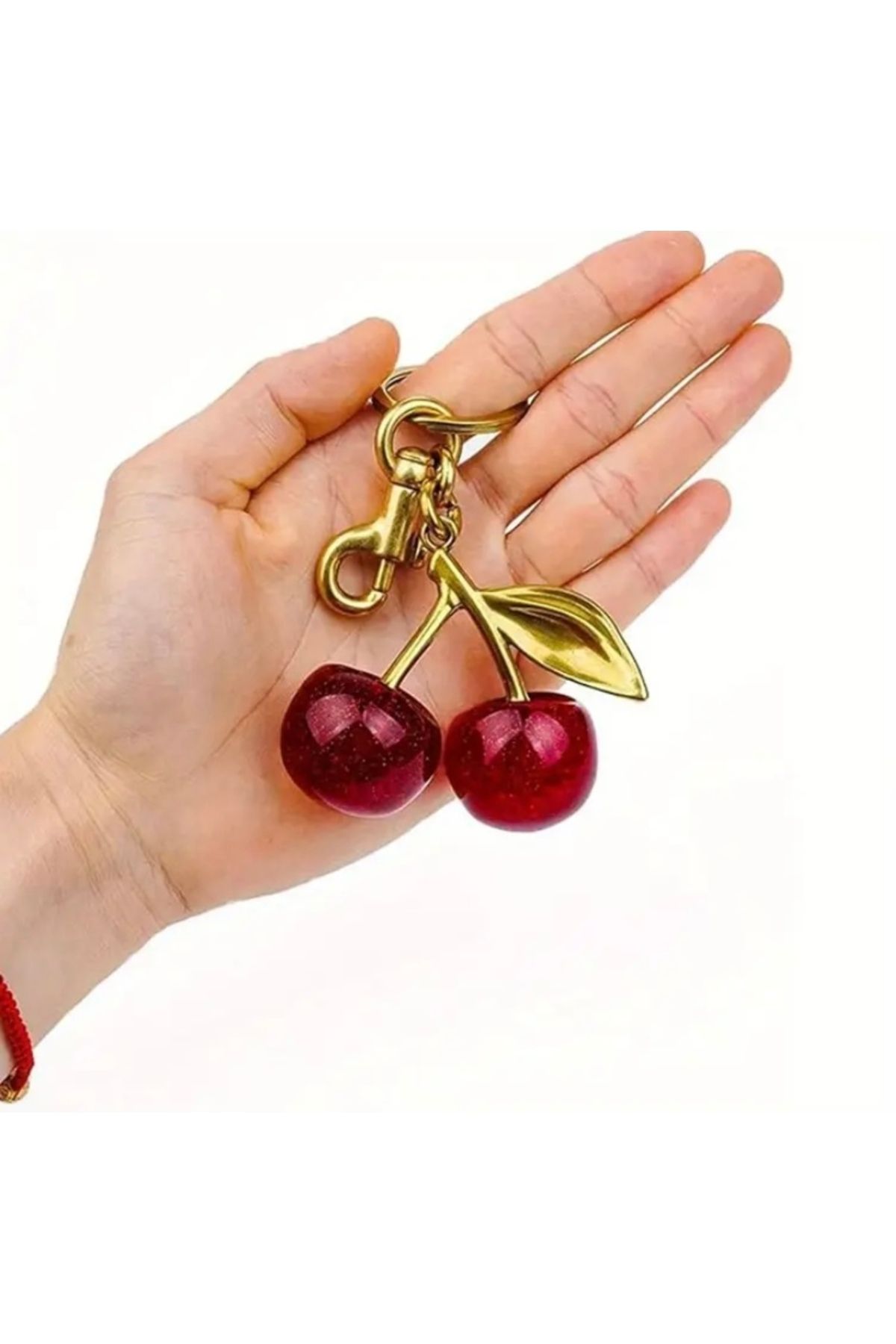 kubotique-سلسلة مفاتيح كبيرة من الكرز الأحمر مقاس 12 سم - حلية حلية للمحفظة المتلألئة 6