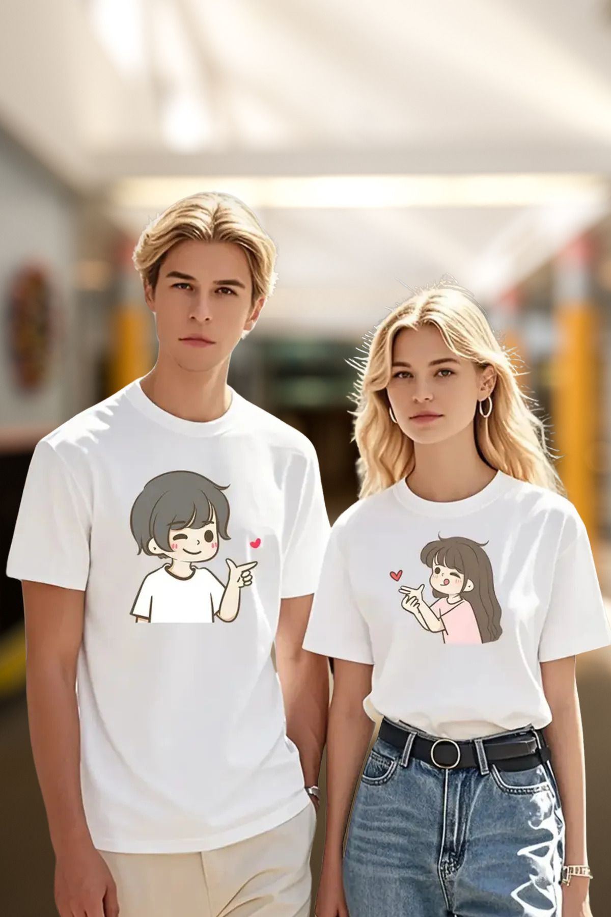 Wish BF Anime Tasarım Sevgili Çift Kombini Unisex T- Shirt