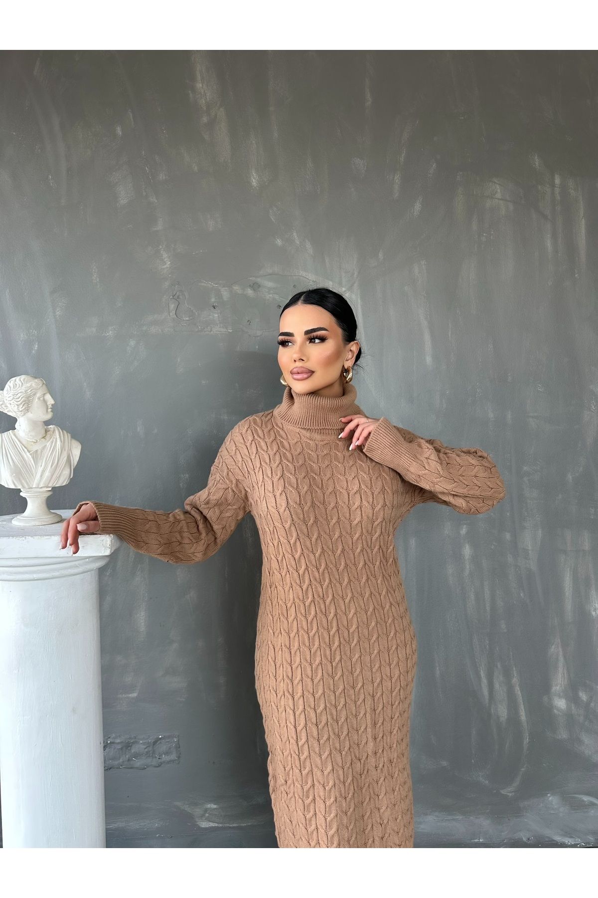 kamacibutik ÖRGÜ DESENLİ TRİKO ELBİSE STANDART BEDEN (S/M/L/XL) UYUMLUDUR