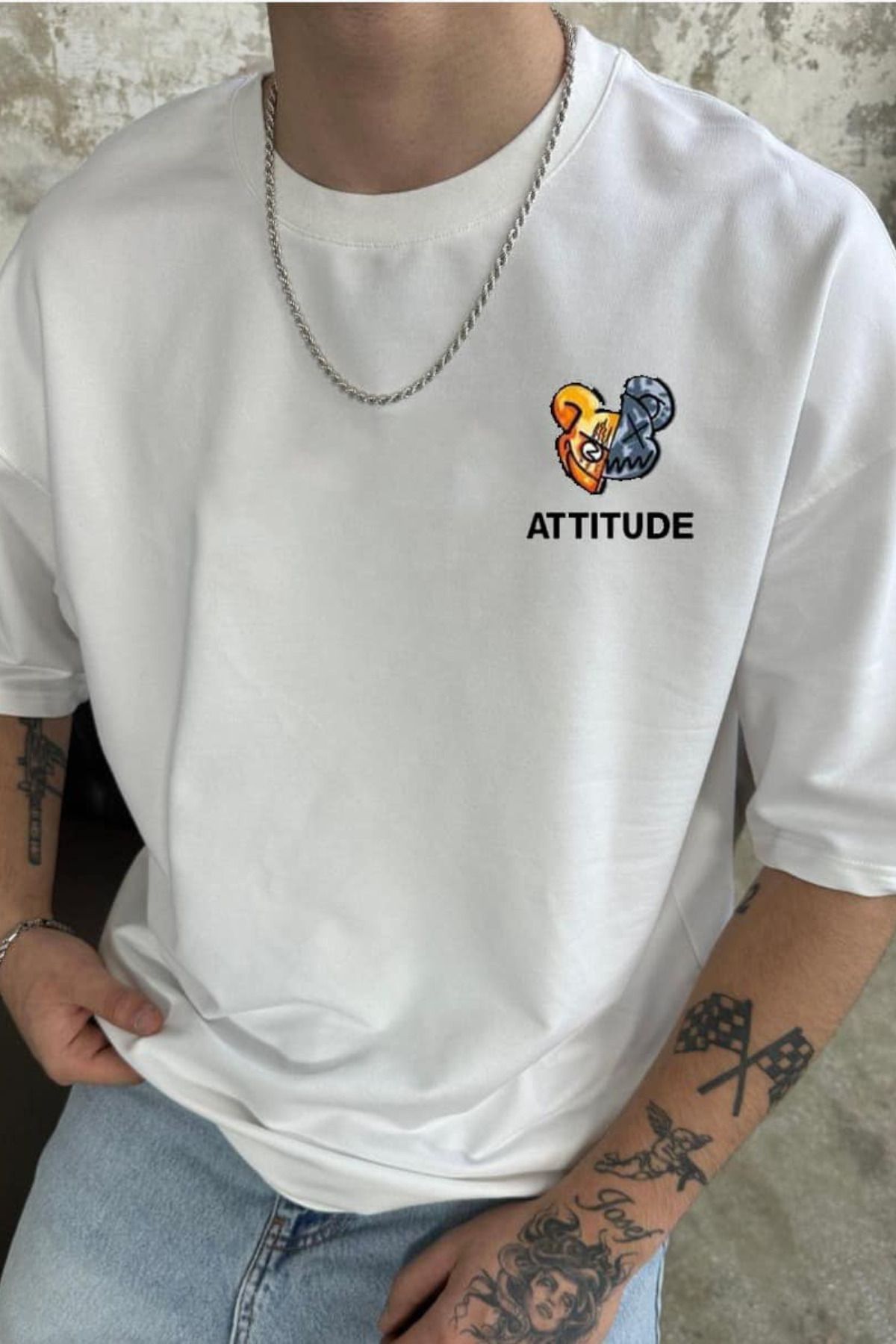 Wish BF ATTITUDE Baskılı Oversize T-shirt