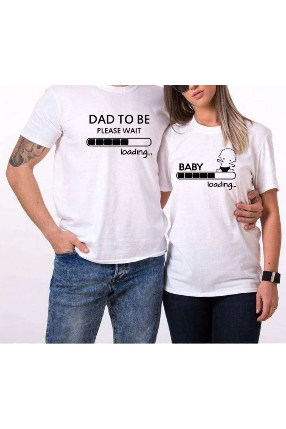 FECCY Pamuklu Dad To Be Baby Sevgili Kombinleri Tshirt Çift Kombini