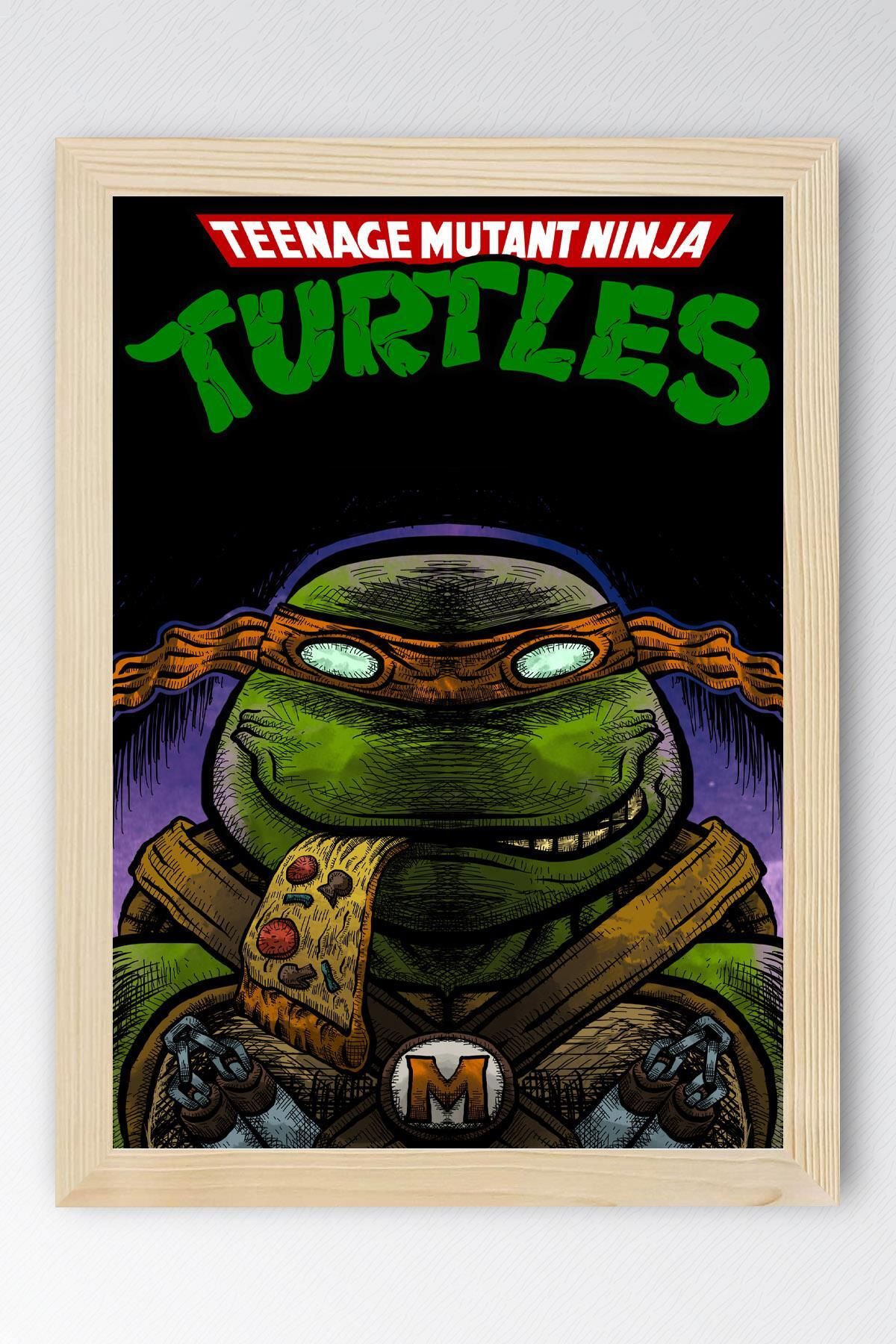 Saturn Ninja Kaplumbağalar Michelangelo Çerçeveli Tablo - Teenage Mutant Ninja Turtles Film Posteri Tablo