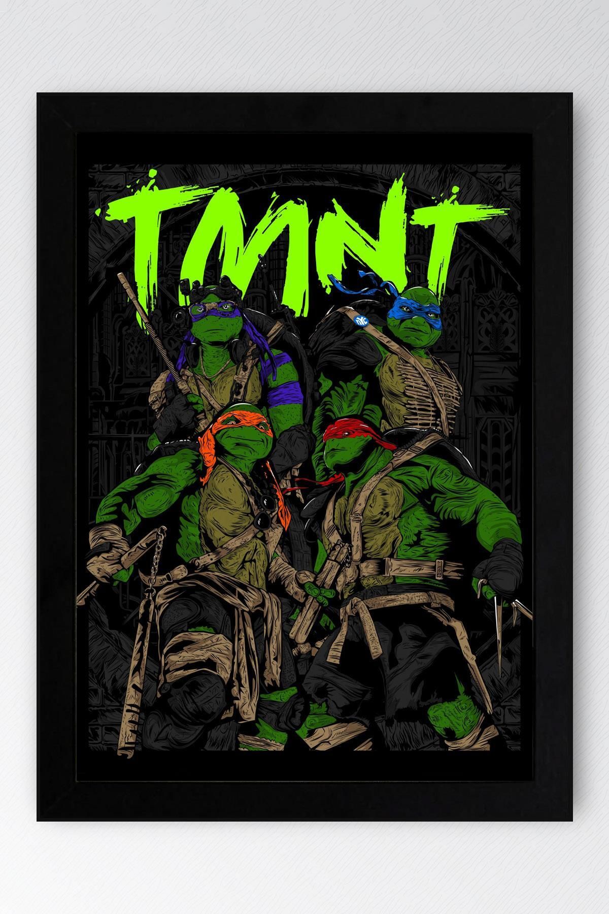 Saturn Ninja Kaplumbağalar Çerçeveli Tablo - Teenage Mutant Ninja Turtles Film Posteri Tablo