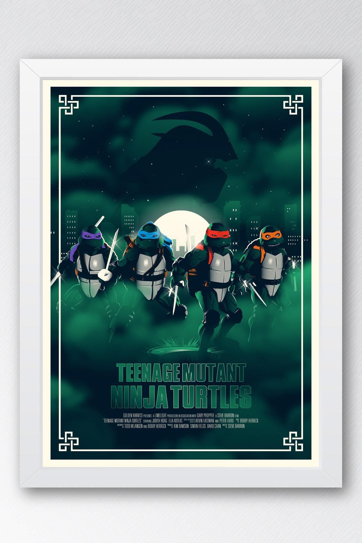 Saturn Ninja Kaplumbağalar Çerçeveli Tablo - Teenage Mutant Ninja Turtles Film Posteri Tablo