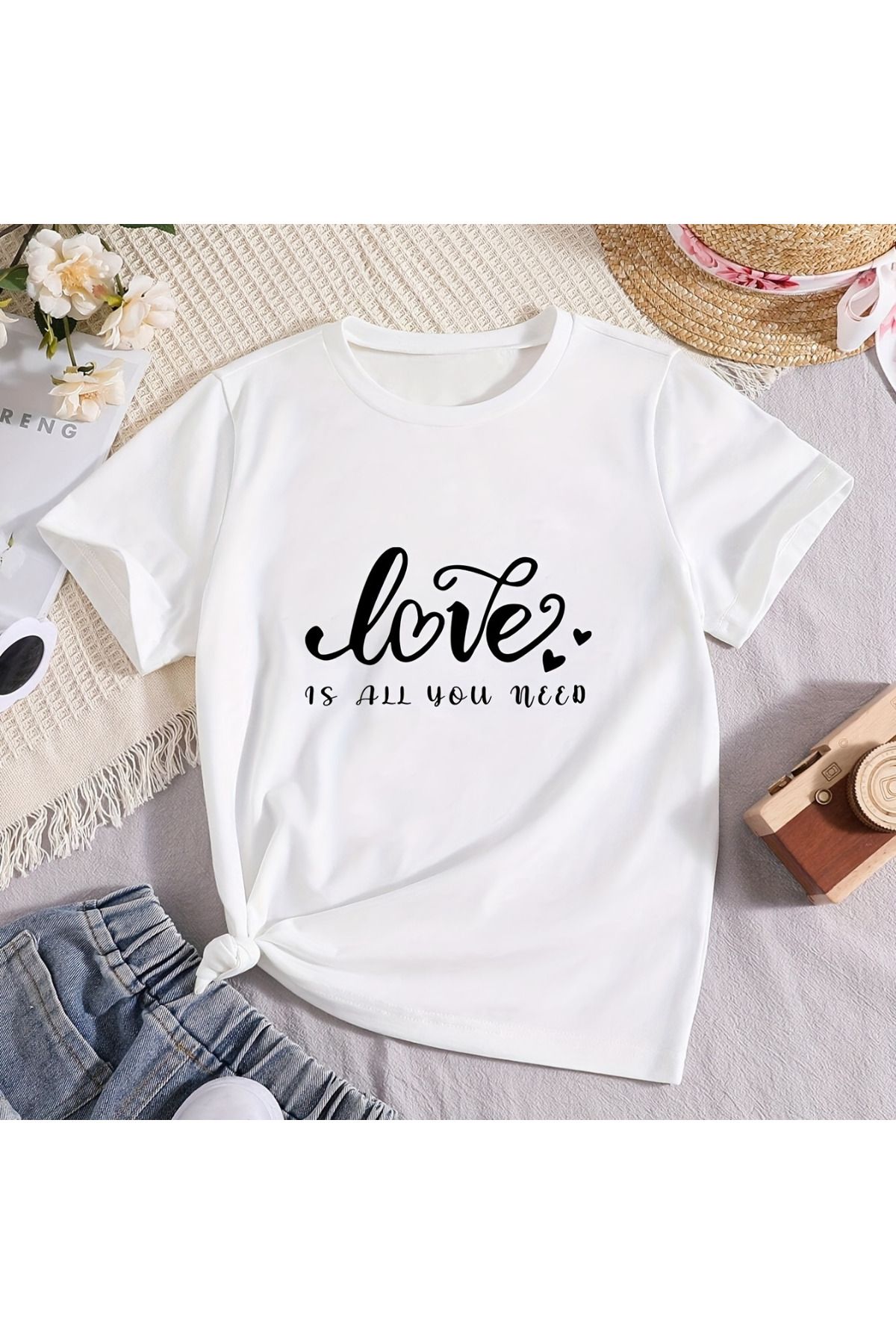 Wish BF Love is All You Need Baskılı Oversize T-shirt