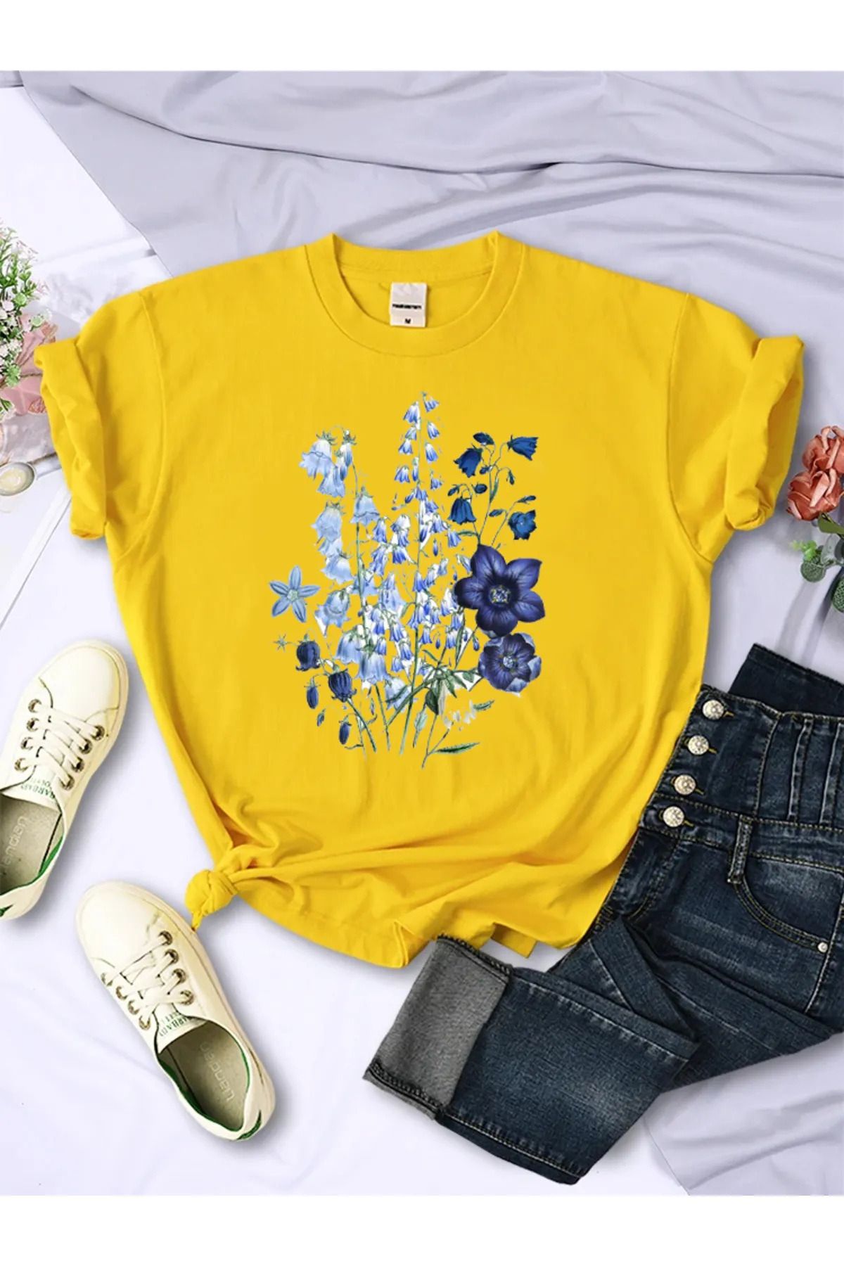 FECCY Pamuklu Kısa Kollu Tee Top Fashion Tişört