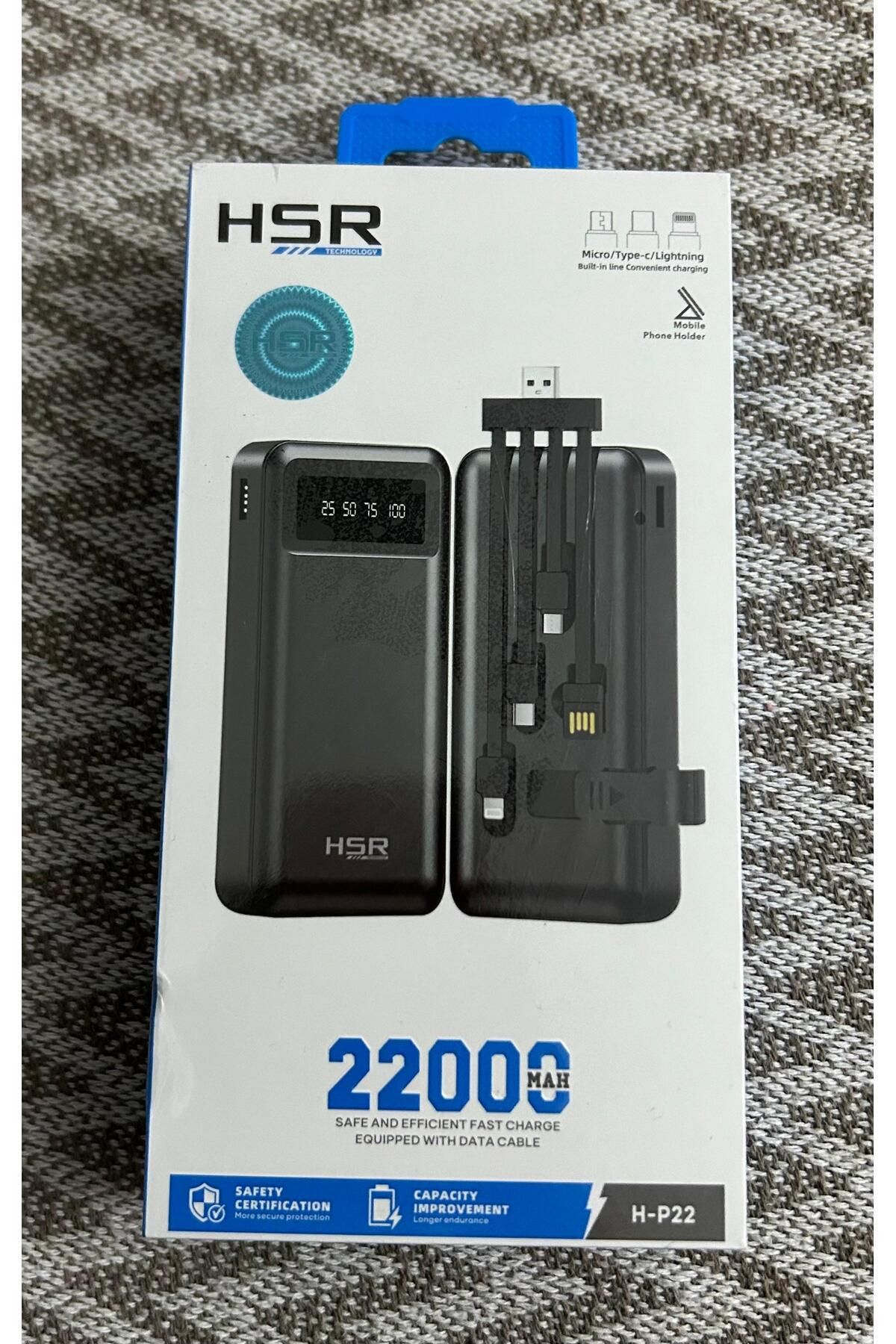 HSR ROSE TEKNOLOJİ HSR P22 22000MAH LED GÖSTERGELİ KABLOLU POWERBANK