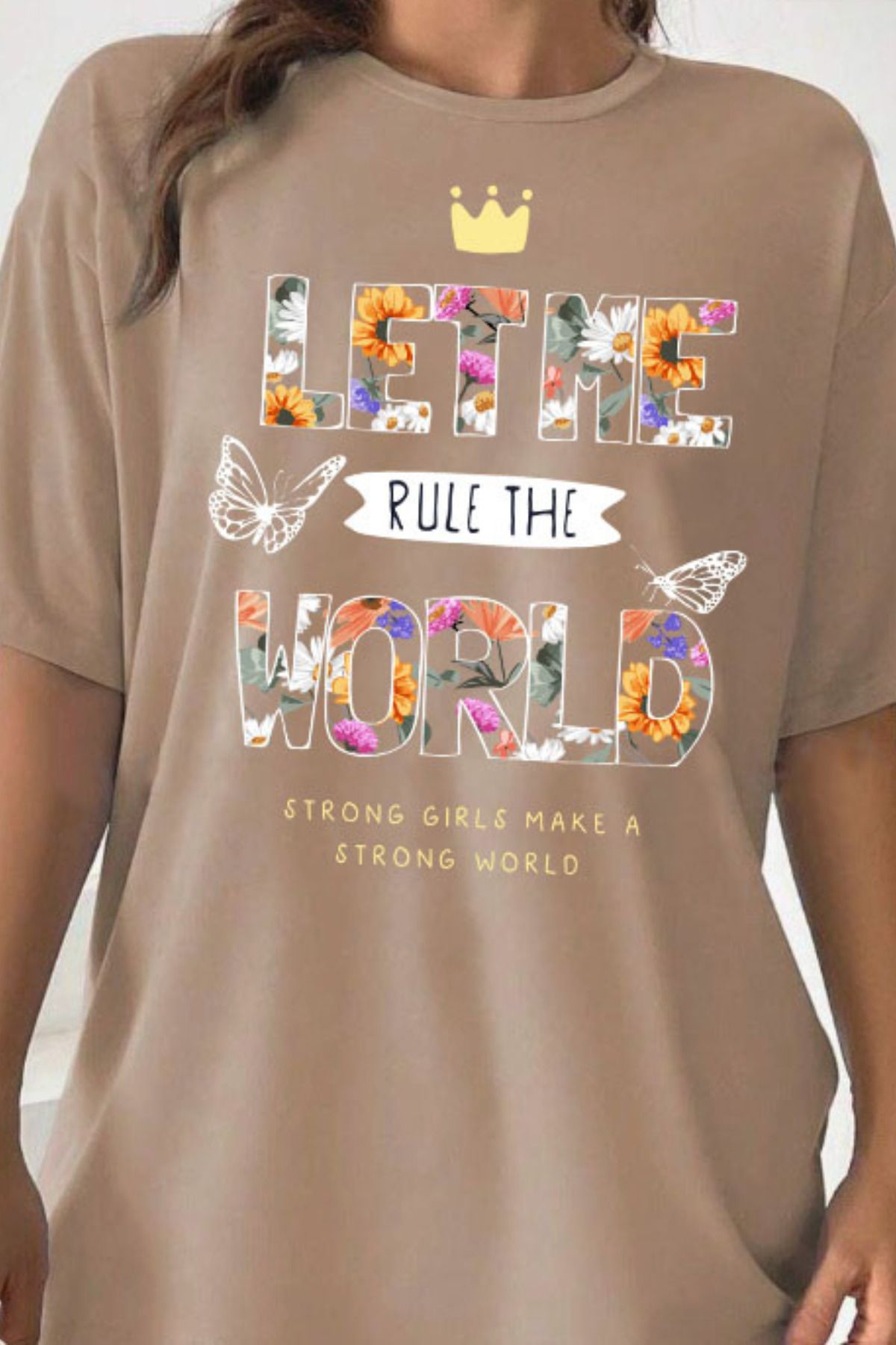 Wish BF Let Me Rule The World Baskılı Oversize T-shirt