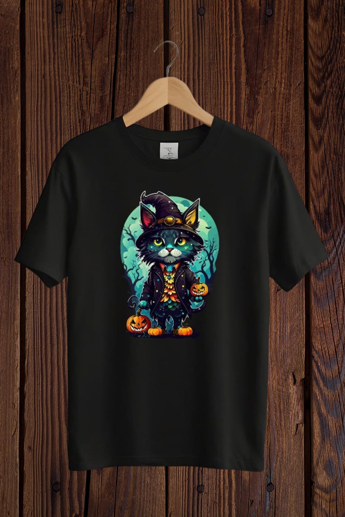 Wish BF Halloween Cat Baskılı Oversize T-shirt