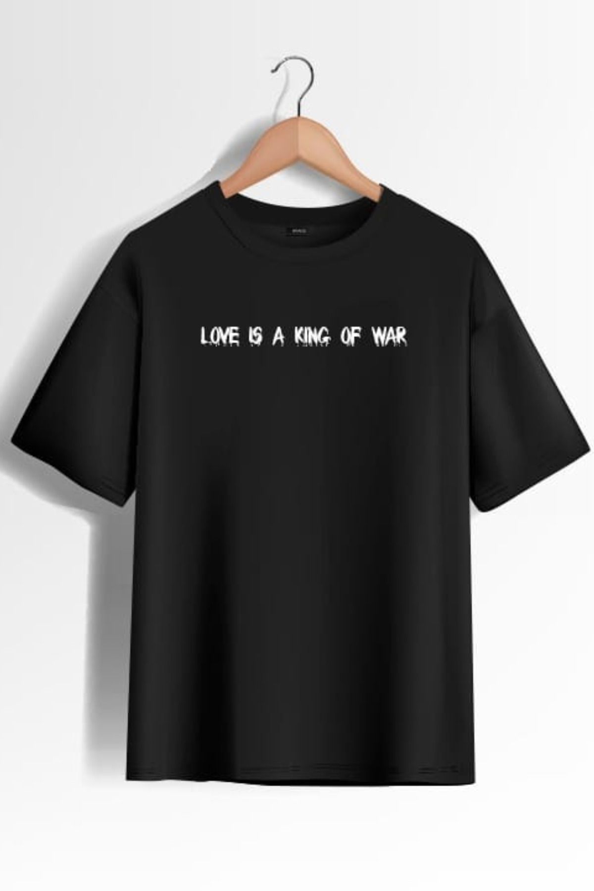 FECCY Pamuklu Love Is A King Of War Baskılı Oversize T-shirt