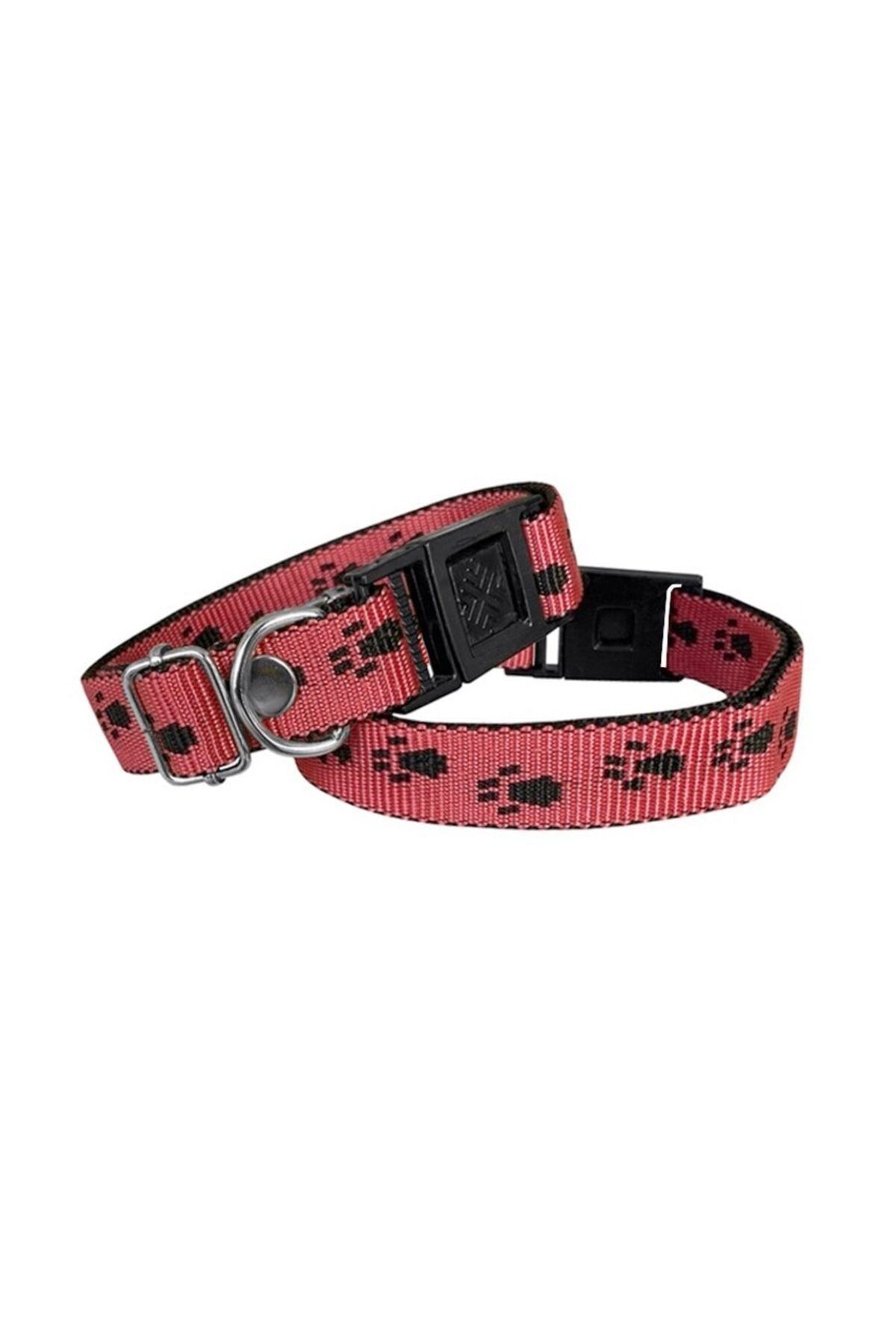 feifei Köpek Tasması Patili Dokuma 2 Cm - Min: 30 Cm - Max: 50 Cm Kırmızı