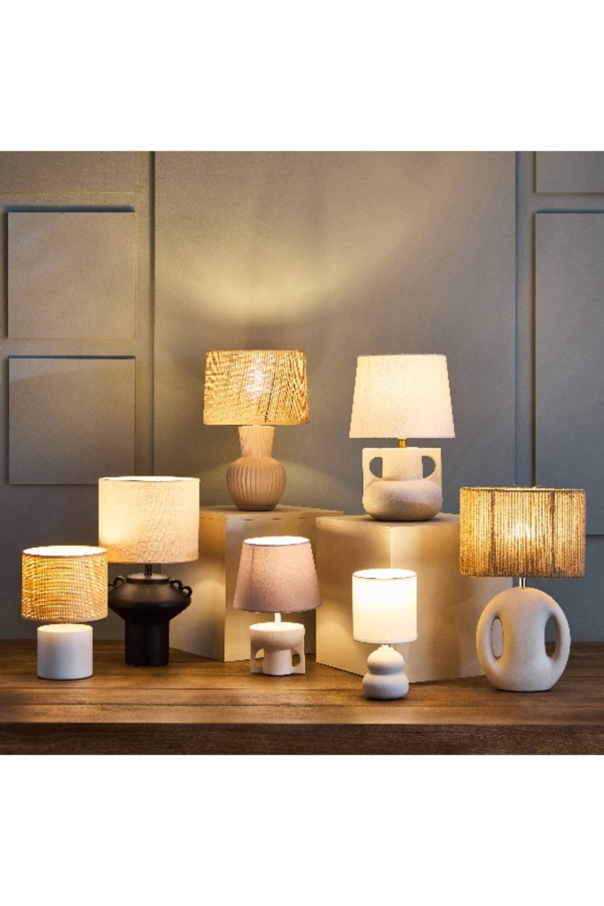 Home Box-Harper Table Lamp with Base and Linen Lampshade - 39.5 cm 4