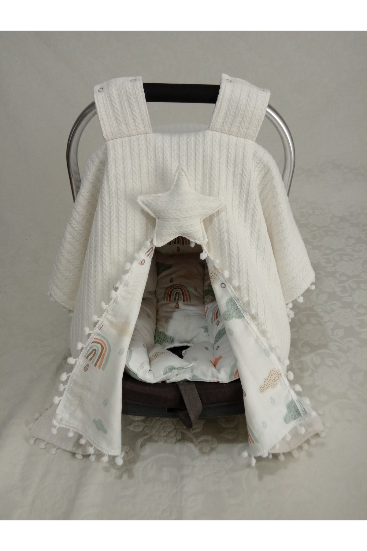 Wenaris puset örtüsü puset minderi yuvarlak babynest bulut ve yıldız yastıkları emzirme yastığı battaniye fotoğrafı 5 (önizleme)