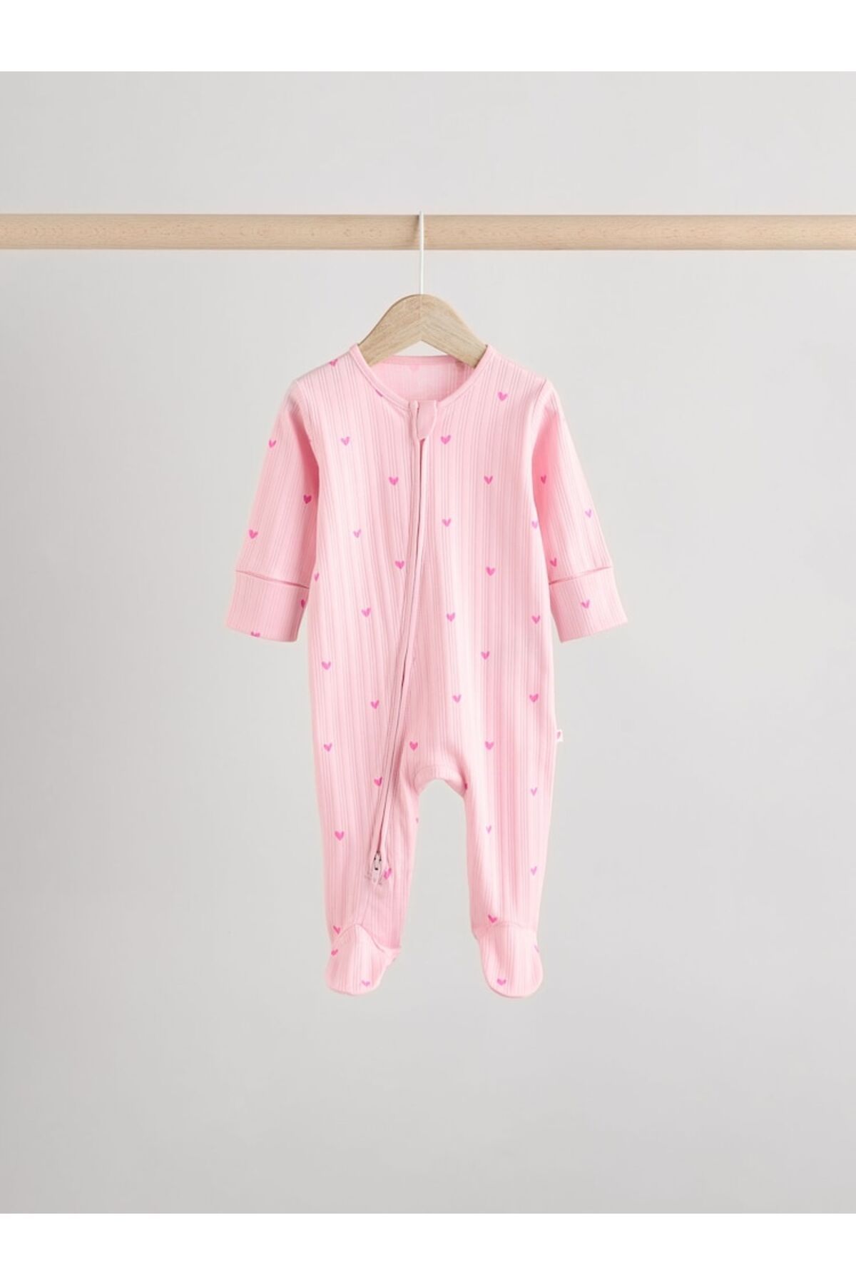 Next Baby-100% Cotton Pink Heart Double Zipper 3-Piece Jumpsuit Set 7