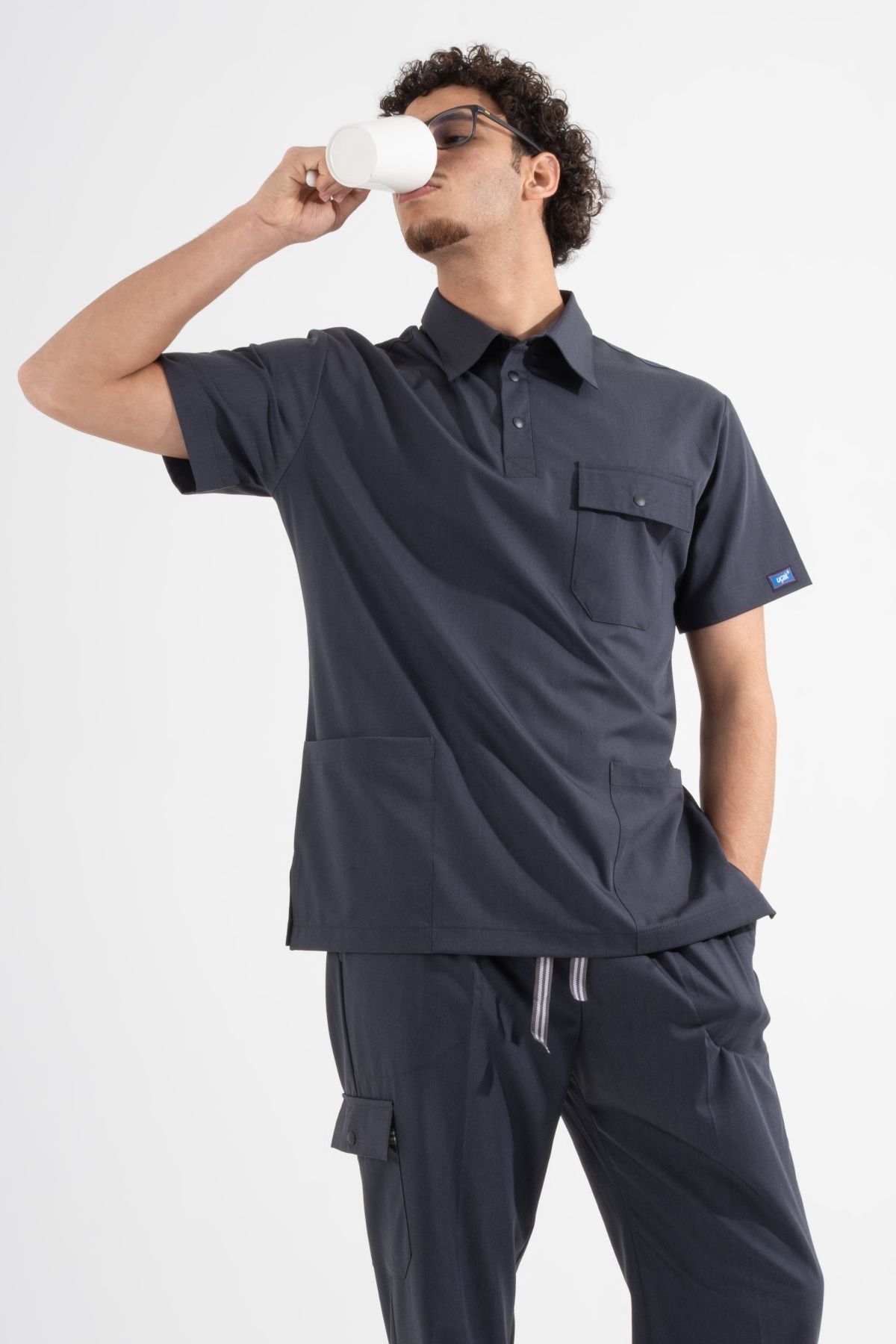 Uçak Medikal-Anthracite Gray Milan Premium Scrub Set 5