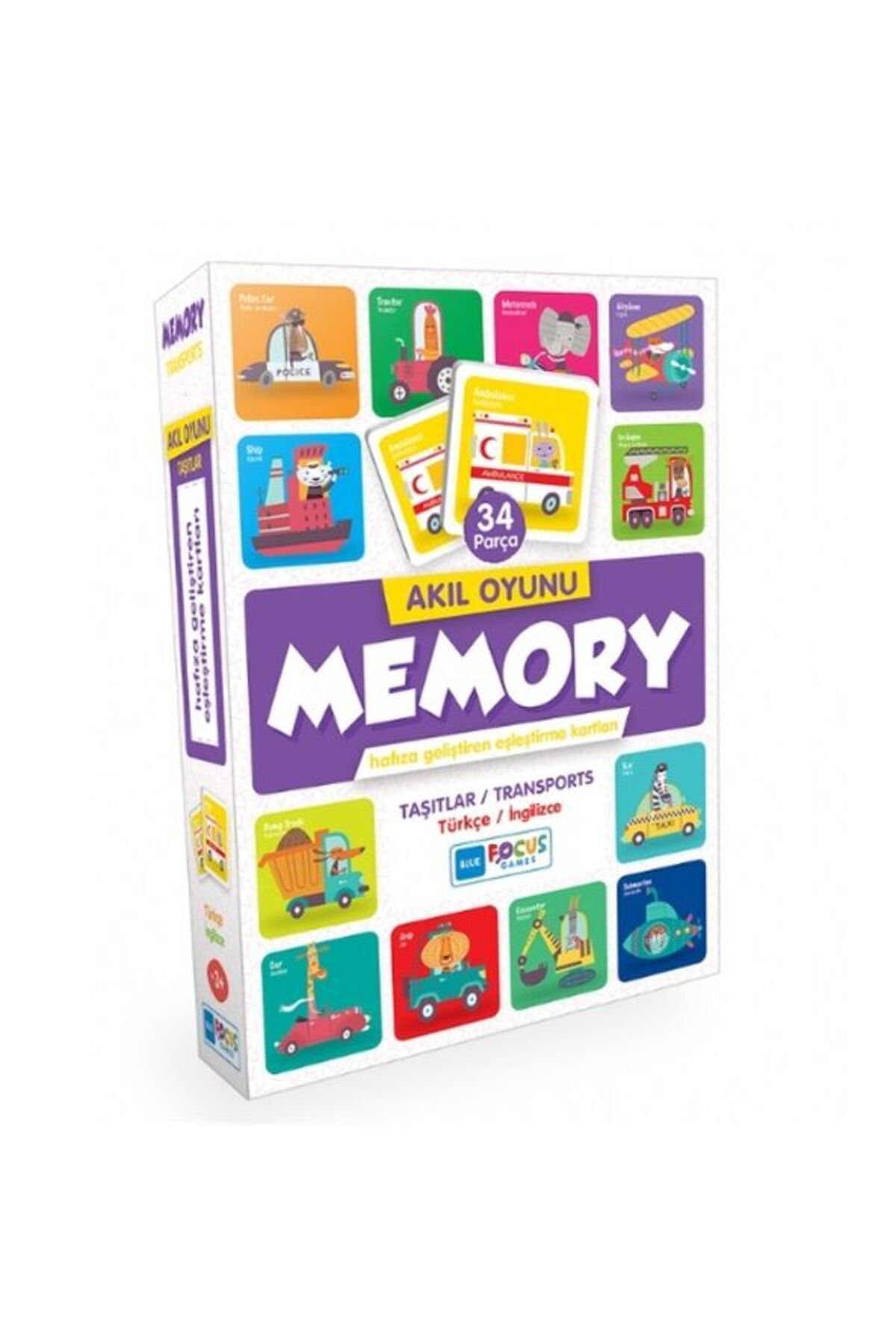 Blue Focus Yayınları Blue Focus Akıl Oyunu - Memory - Taşıtlar (Eşleştirme Kartı 34 Parça)