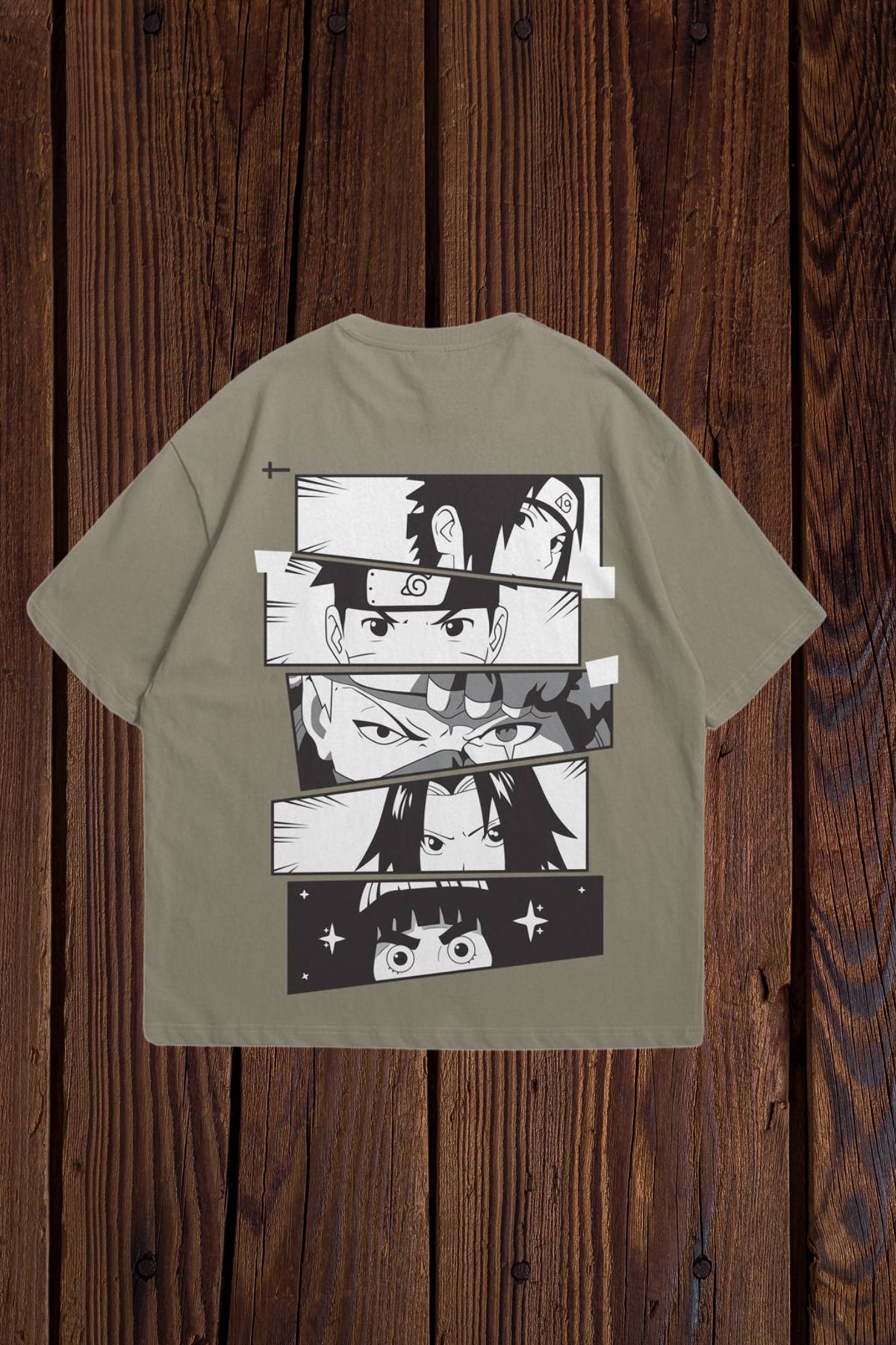 Wish BF Naruto Faces Baskılı Oversize T-shirt