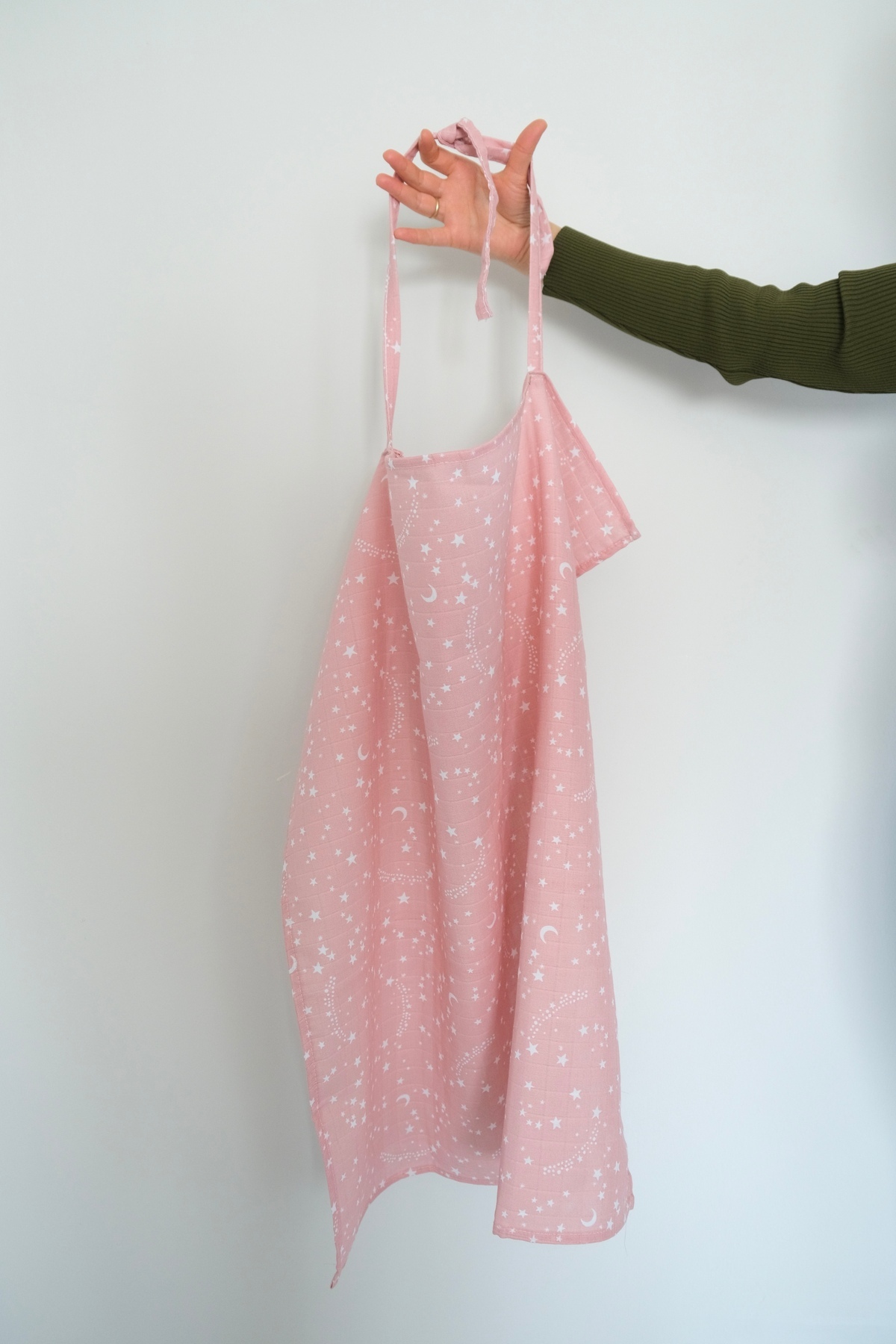 runbaby ( 75x75 cm ) Ayarlanabilir Askılı Doğal Tek Kat Müslin Emzirme Örtüsü - Pembe Yıldız fotoğrafı 7 (önizleme)