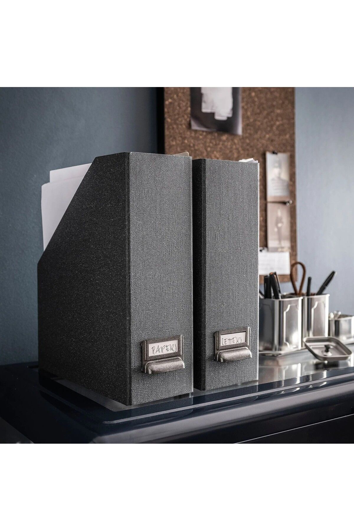 IKEA-2 Pcs 10X26X30 cm File Quality Threads Ikea Set of 2 Sash Gray Shelf Cardboard 1