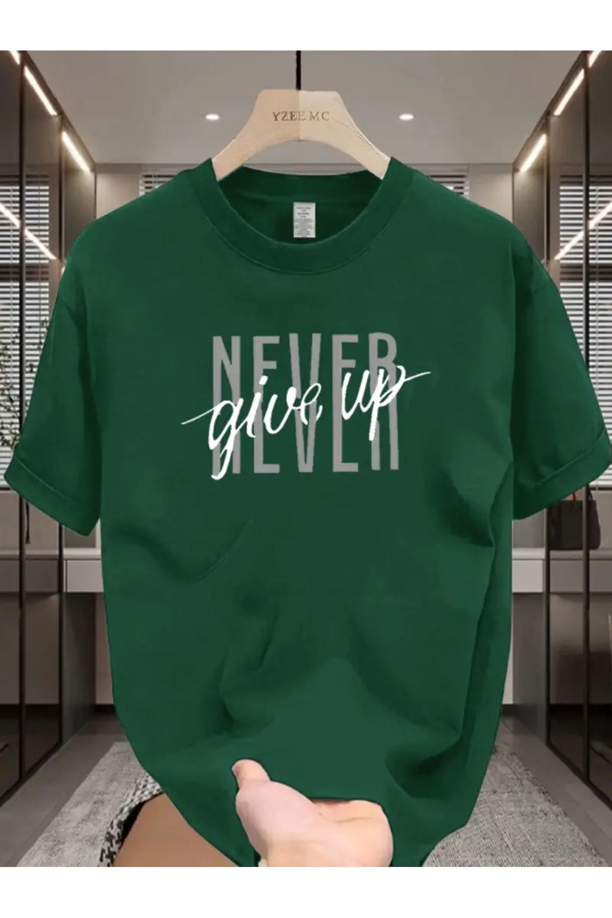 YOHO SPORT-Never Give up Printed Custom Design Unisex Tshirt 1