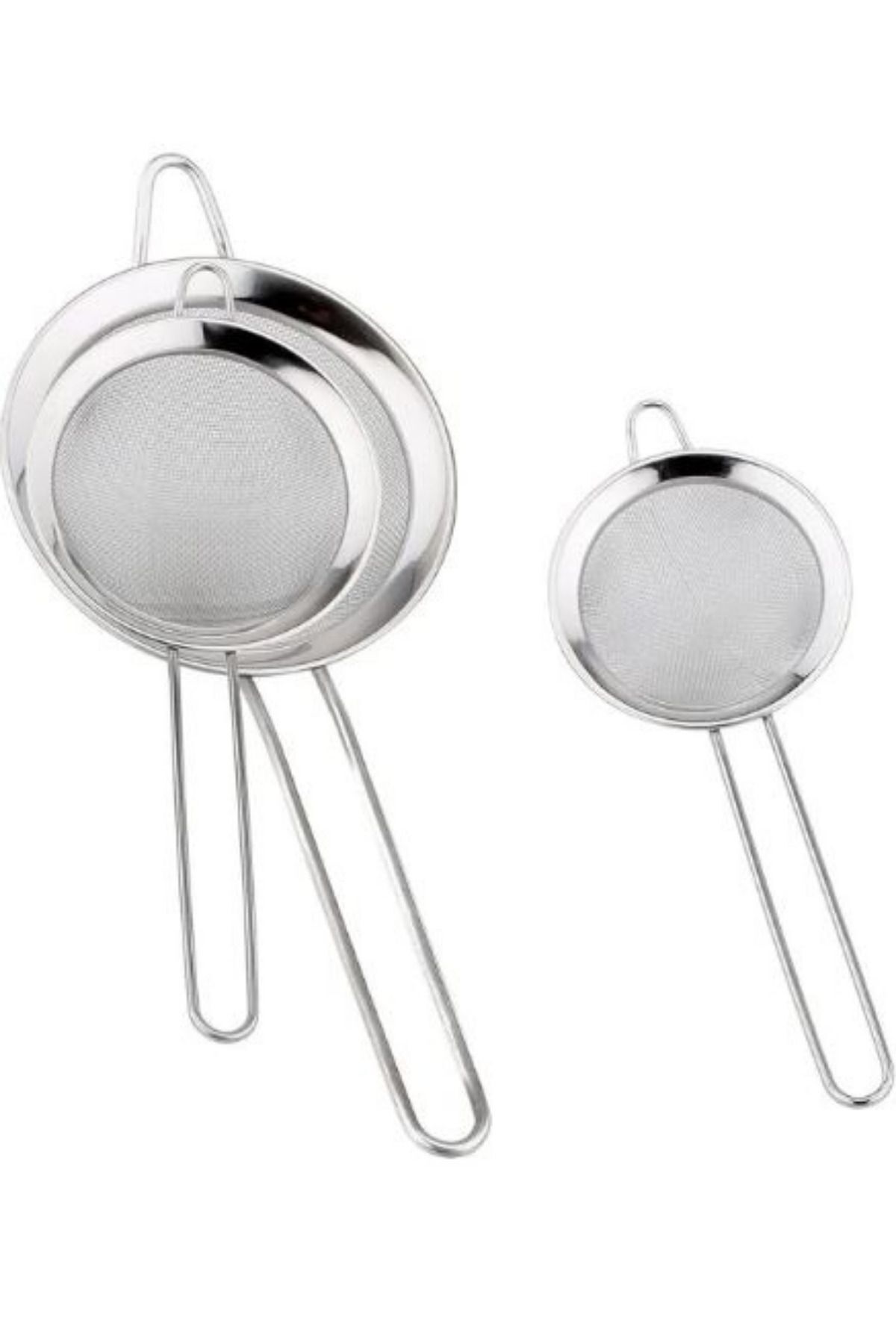 UYGUR AVM Metal 3 Lü Süzgeç Seti-paslanmaz Tel Süzgeç - Çay Süzgeci (5,5 CM- 7 CM- 8,5 CM)