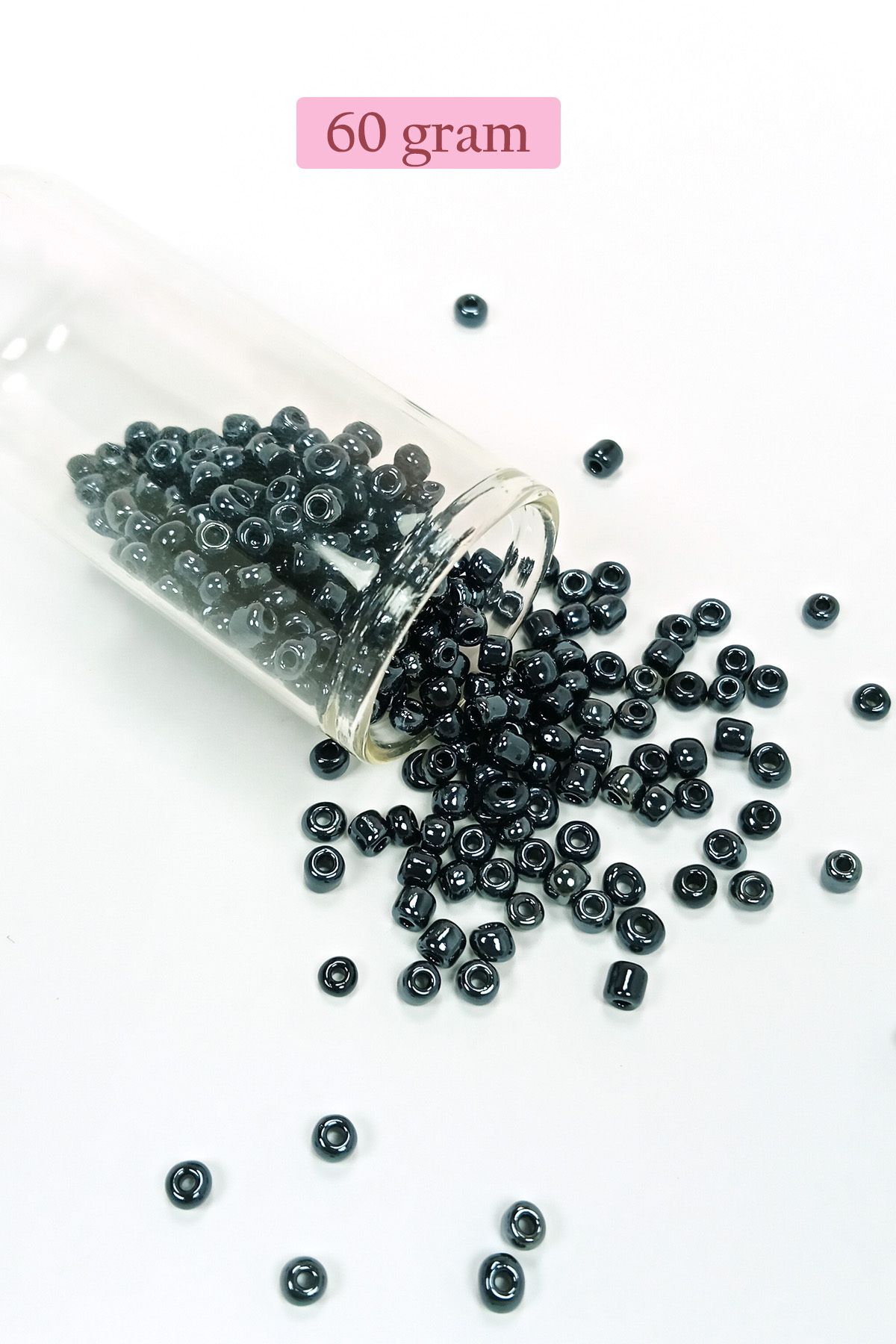 Kapamarka Dökme Cam Kum Boncuk Büyük Boy (6/0) 4 mm - 60 Gram - Siyah - BNC120