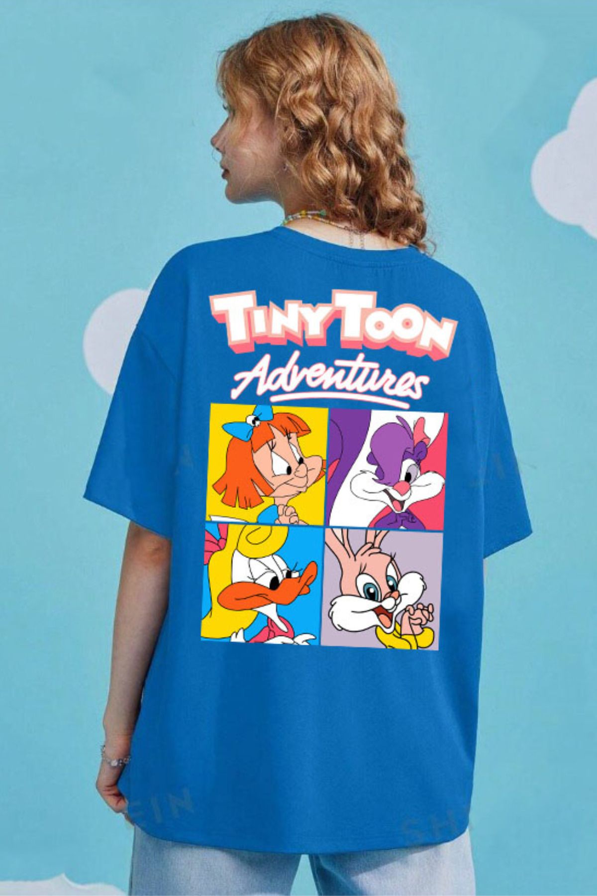 Wish BF Tiny Toon Adventures Baskılı Oversize T-shirt