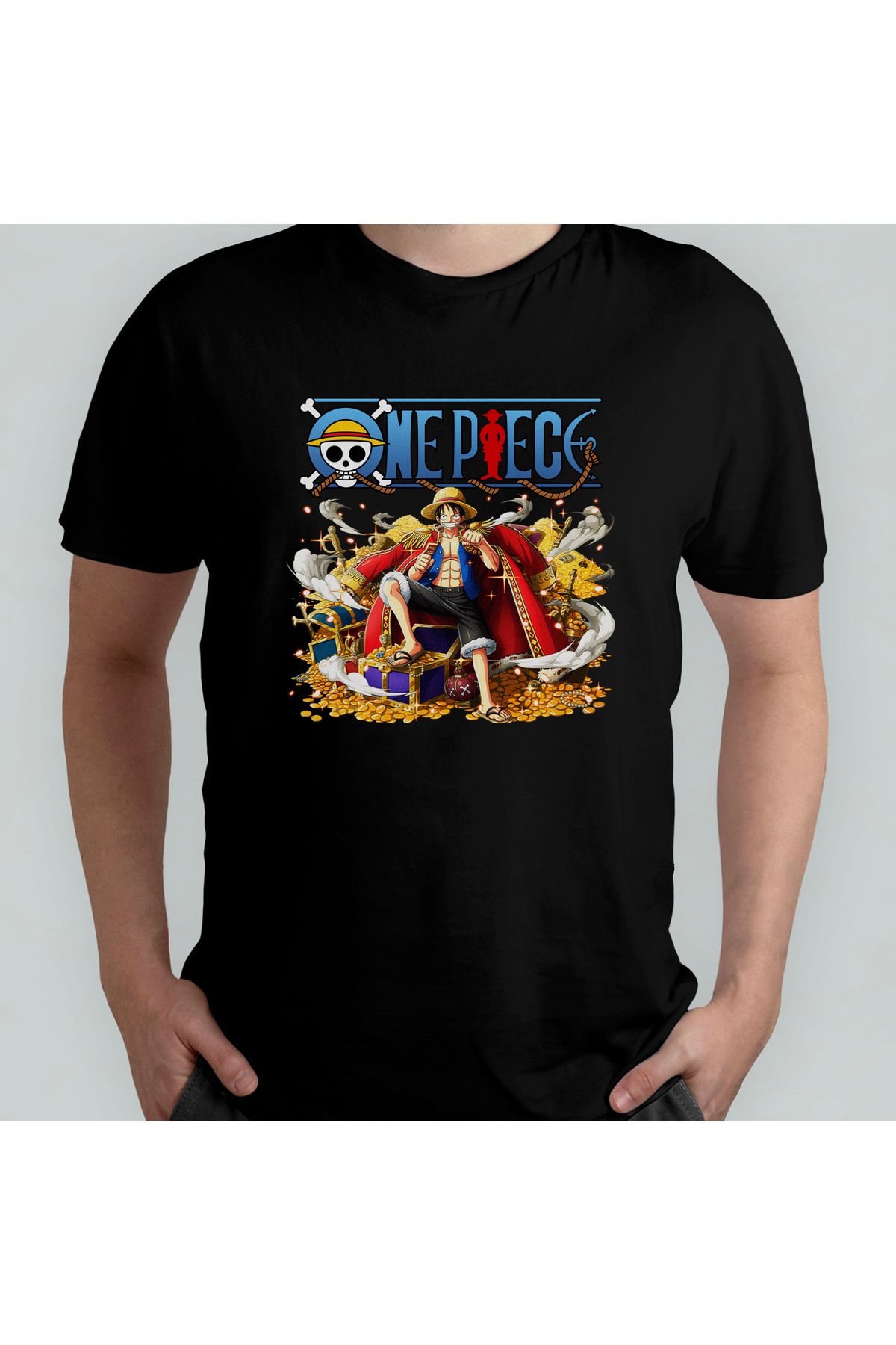 Pixxa One Piece Monkey D. Luffy %100 Pamuklu Bisiklet Yaka T-Shirt Model 3