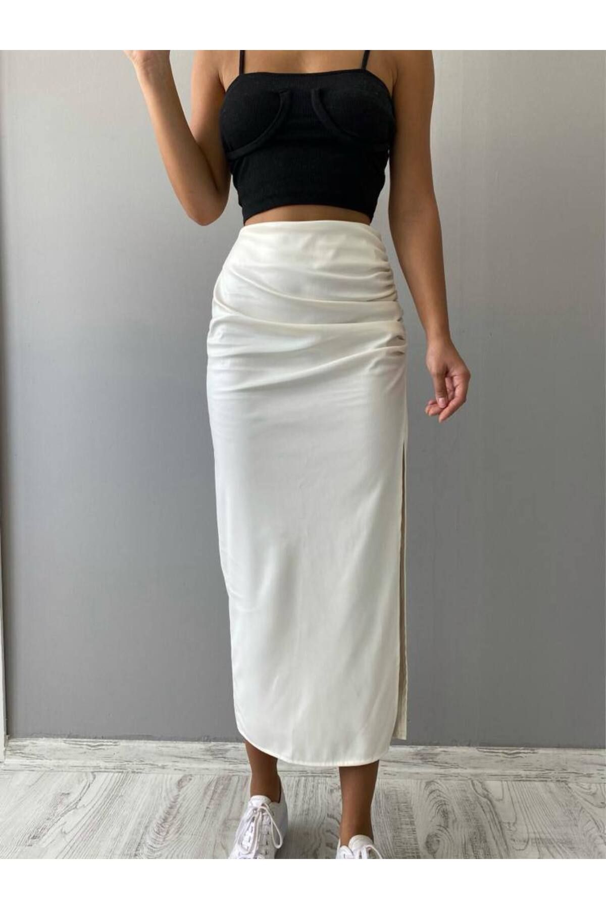 Sachistanbul-Slit Long Leather Skirt 2