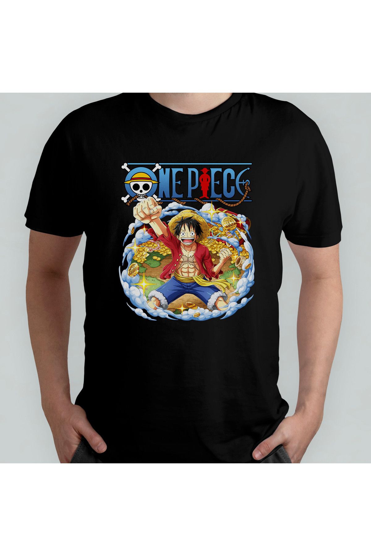 Pixxa One Piece Monkey D. Luffy %100 Pamuklu Bisiklet Yaka T-Shirt Model 5