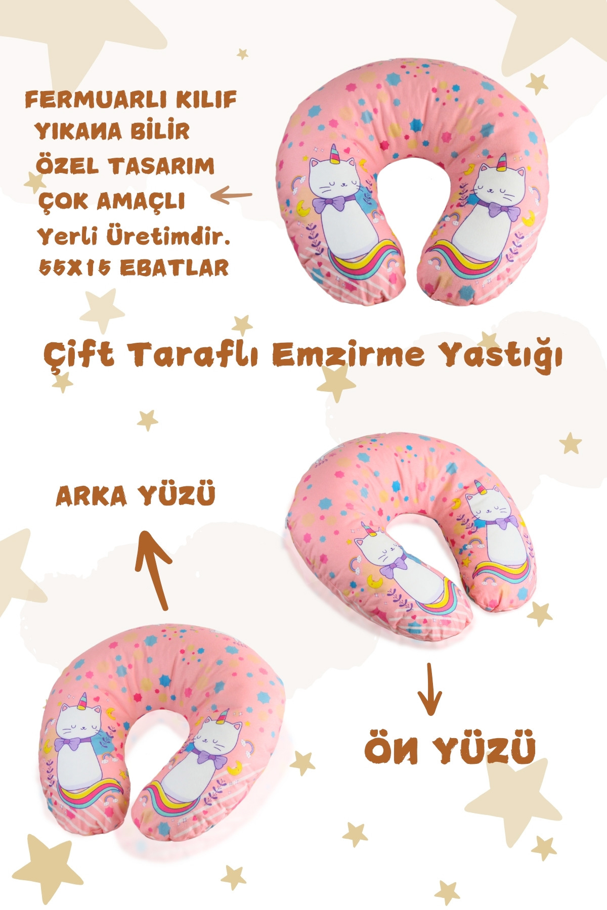 vevons Çift Taraflı Emzirme Yastığı /bebek Destek Minderi, Hamile Yastığı, Pamuklu Kumaş, Özel baskılı fotoğrafı 2 (önizleme)