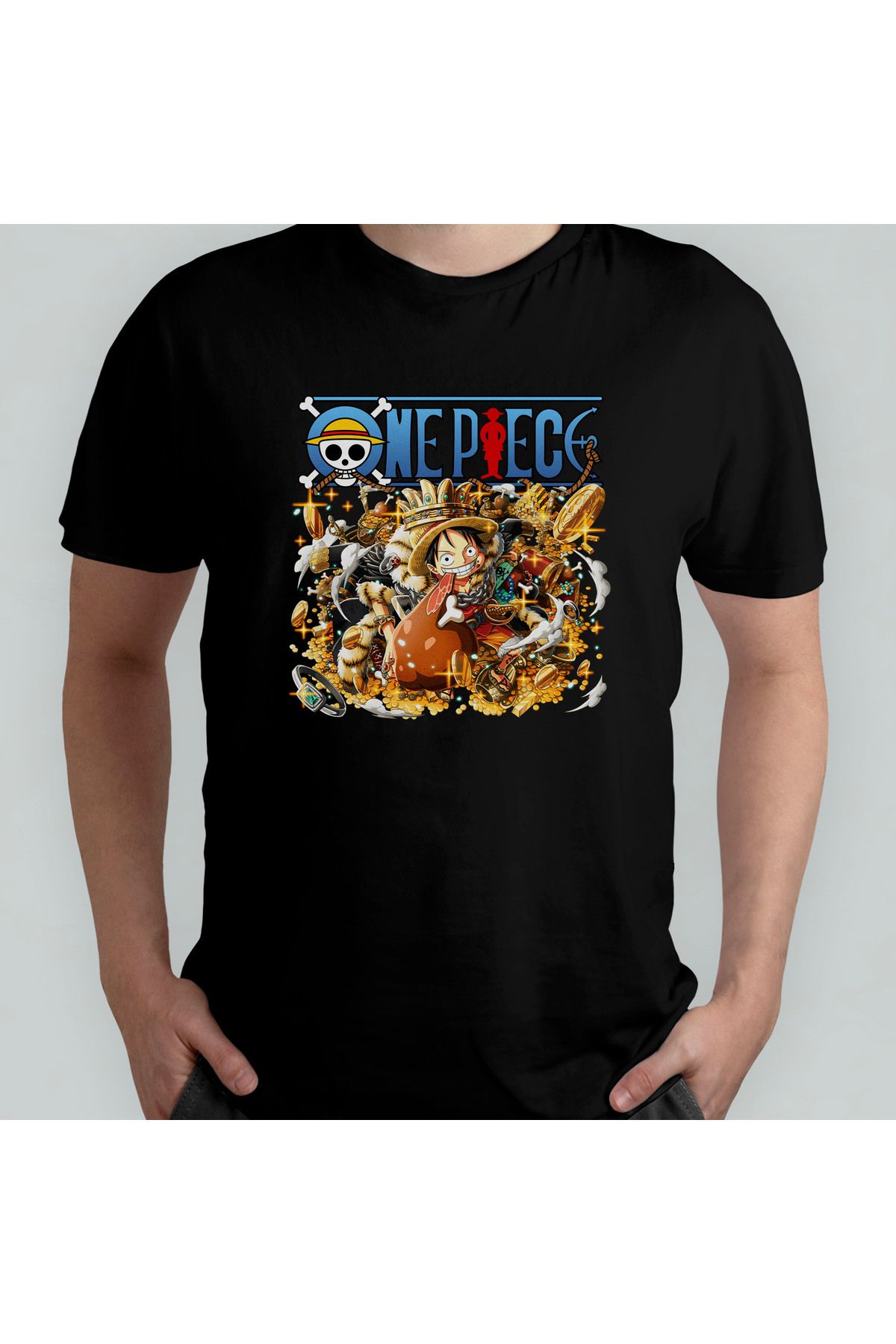 Pixxa One Piece Monkey D. Luffy %100 Pamuklu Bisiklet Yaka T-Shirt Model 8