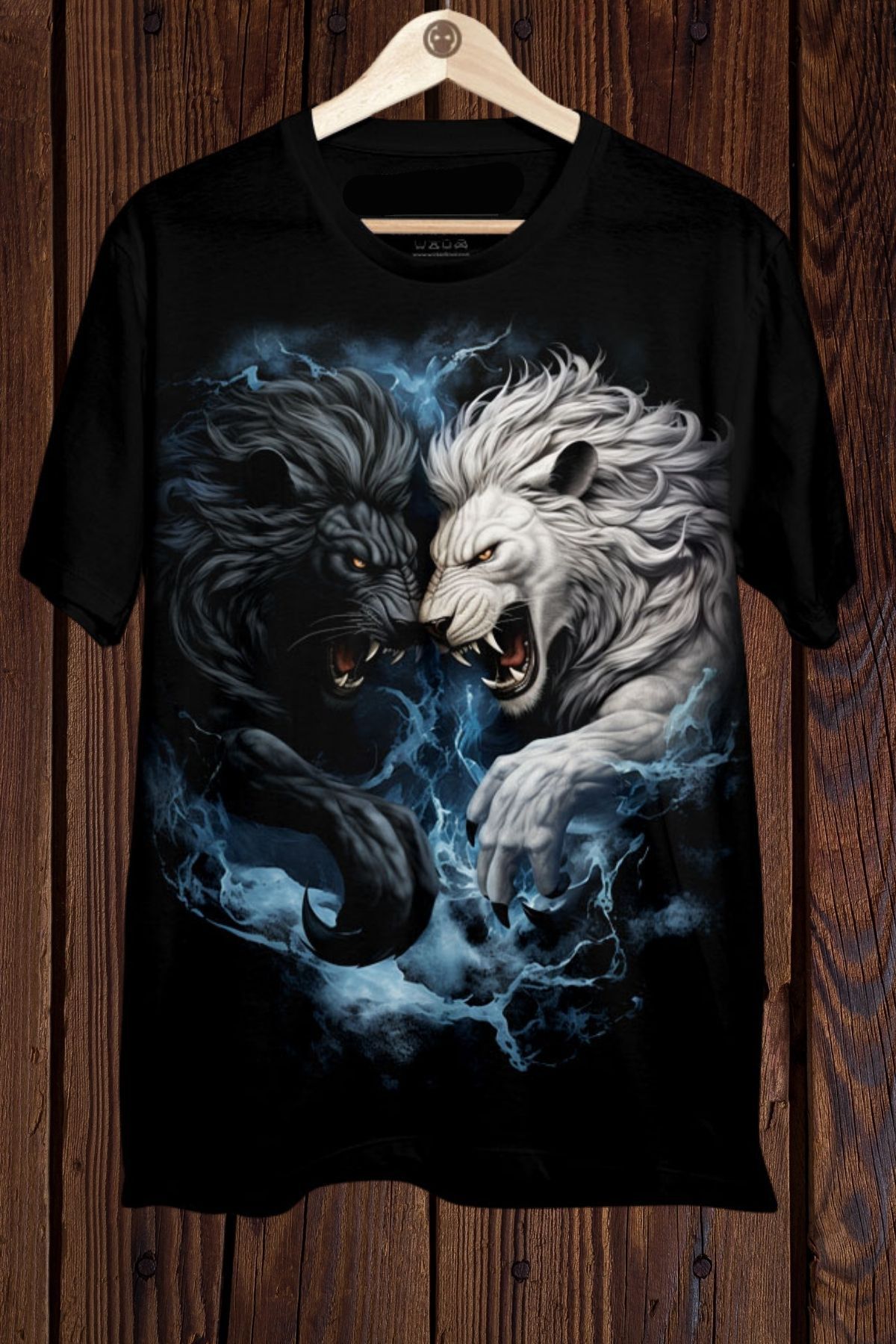 Wish BF White vs Black Lion Baskılı Oversize T-shirt